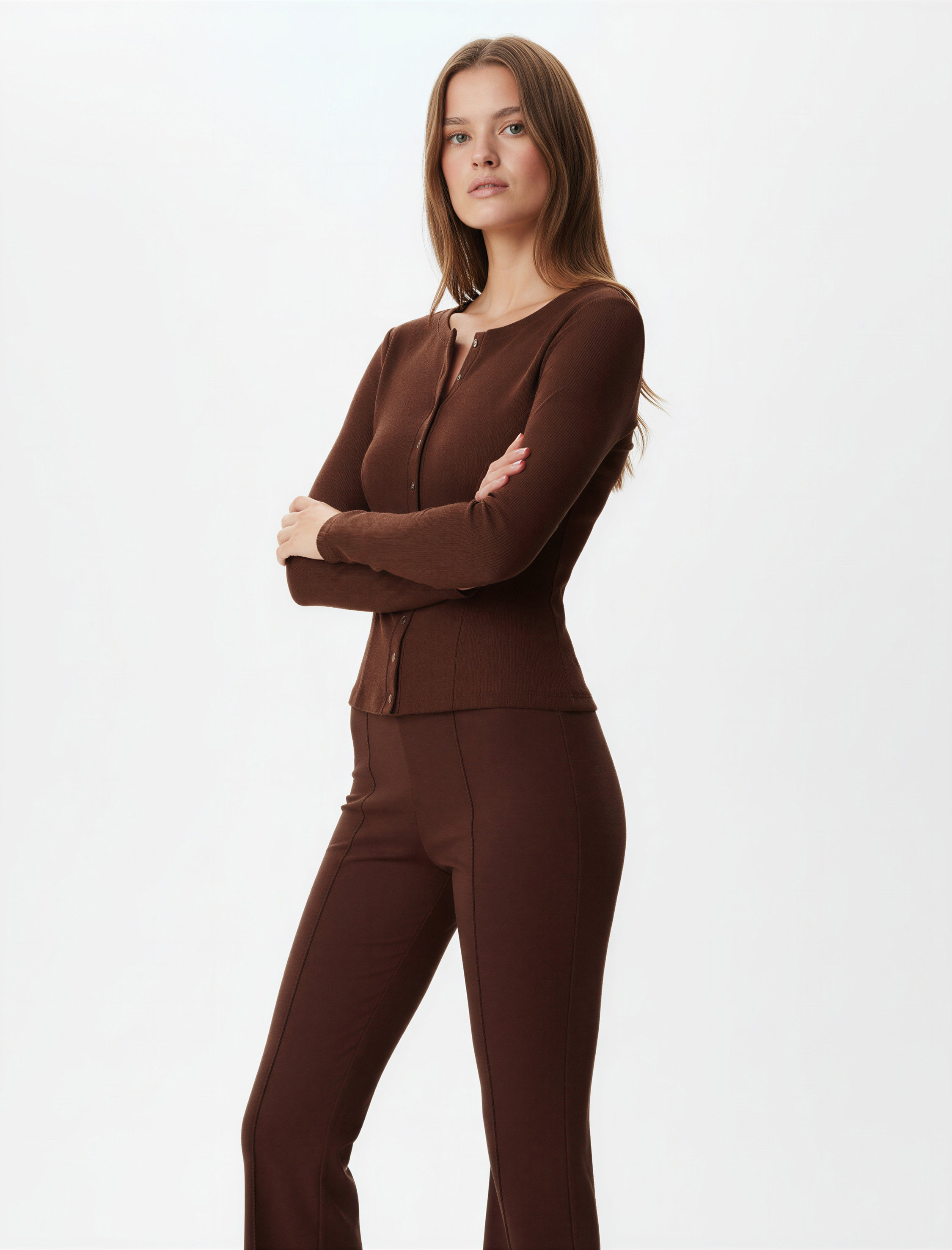   Nervürlü Slim Fit İspanyol Paça Pantolon