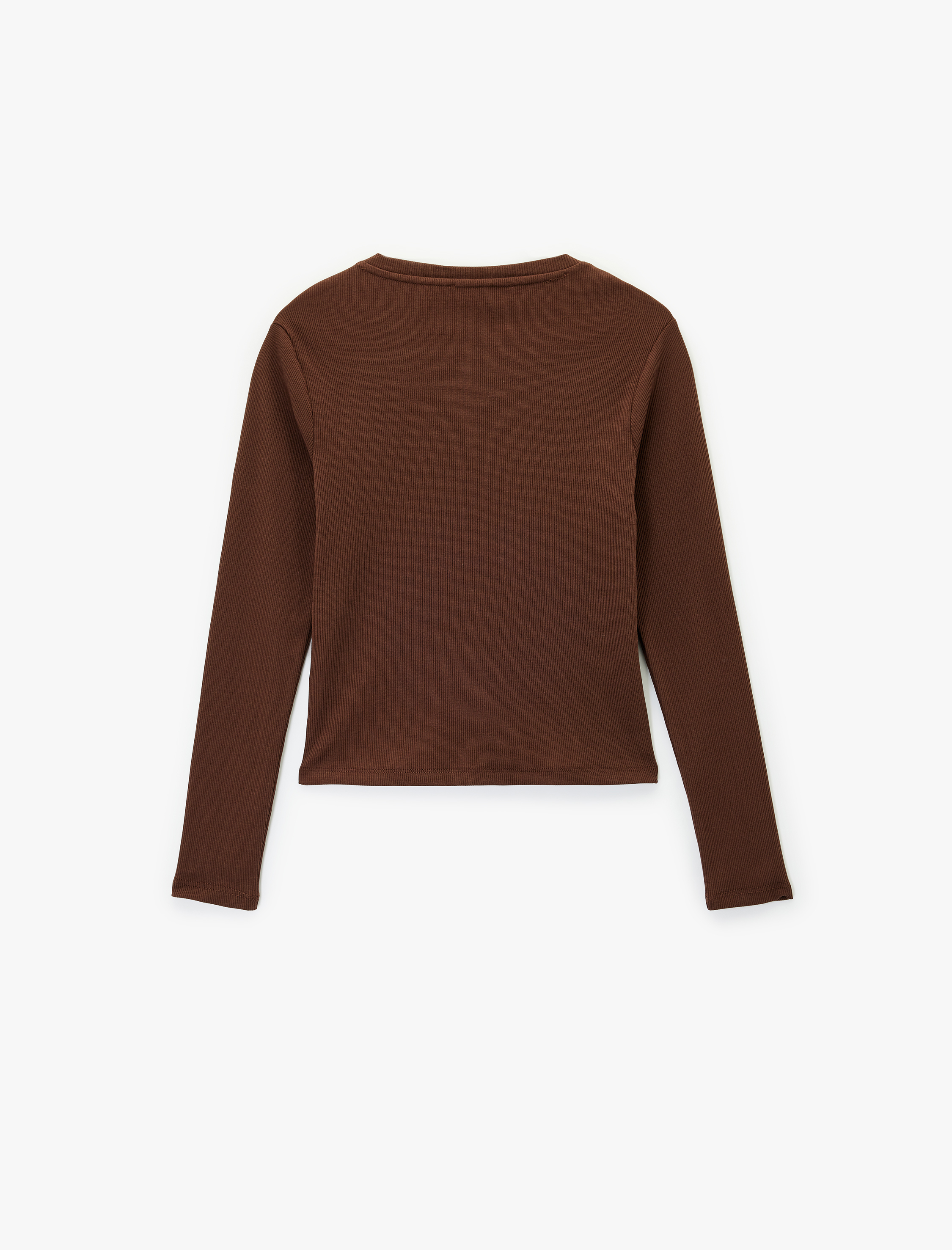   Uzun Kollu Bisiklet Yaka Dikiş Detaylı Çıtçıt Düğmeli Hırka