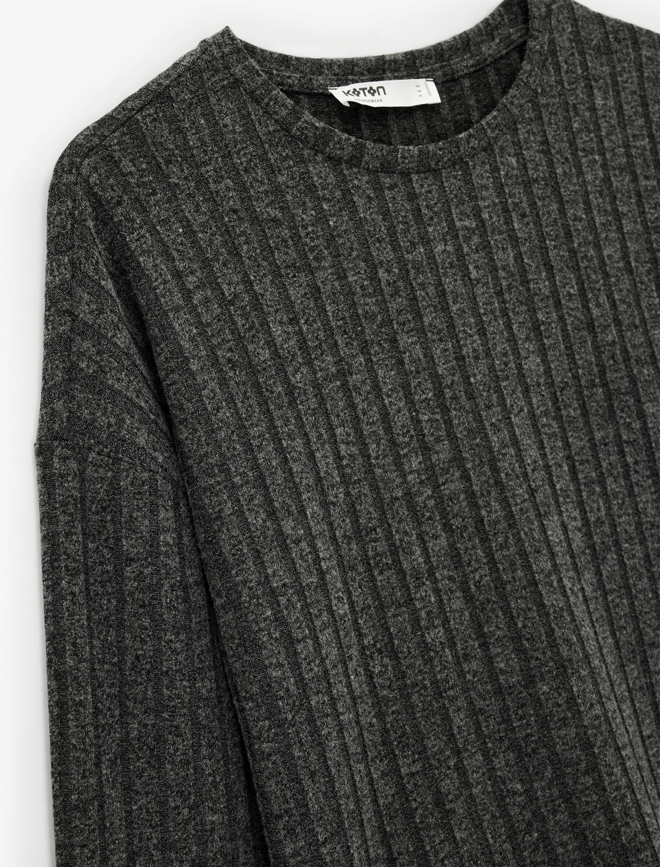   Uzun Kollu Bisiklet Yaka Rahat Kalıp Pijama Üstü