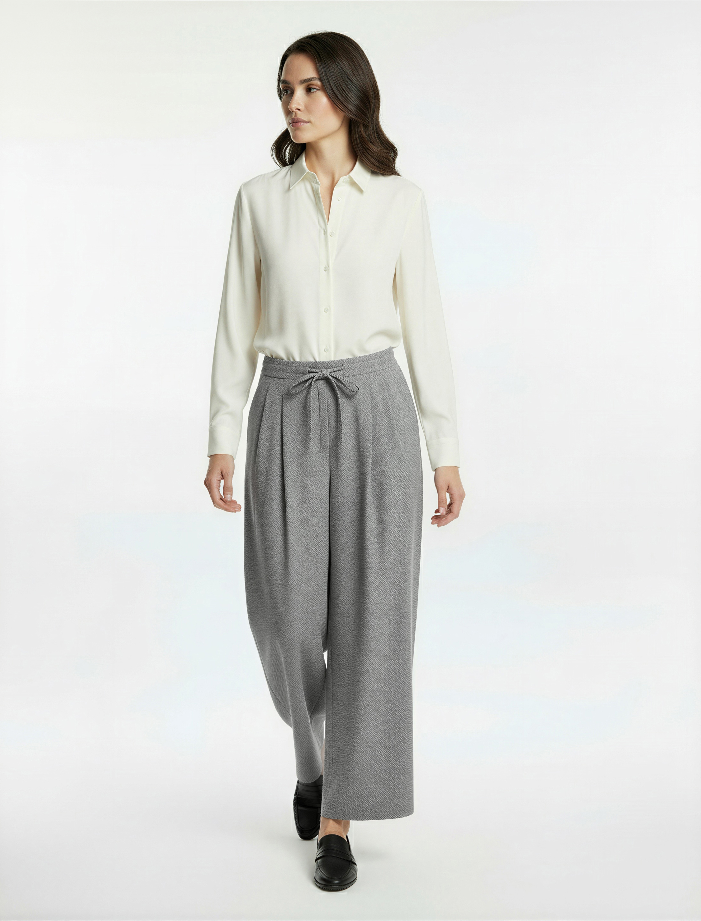   Beli Bağlamalı Cepli Geniş Paça Kumaş Baggy Pantolon