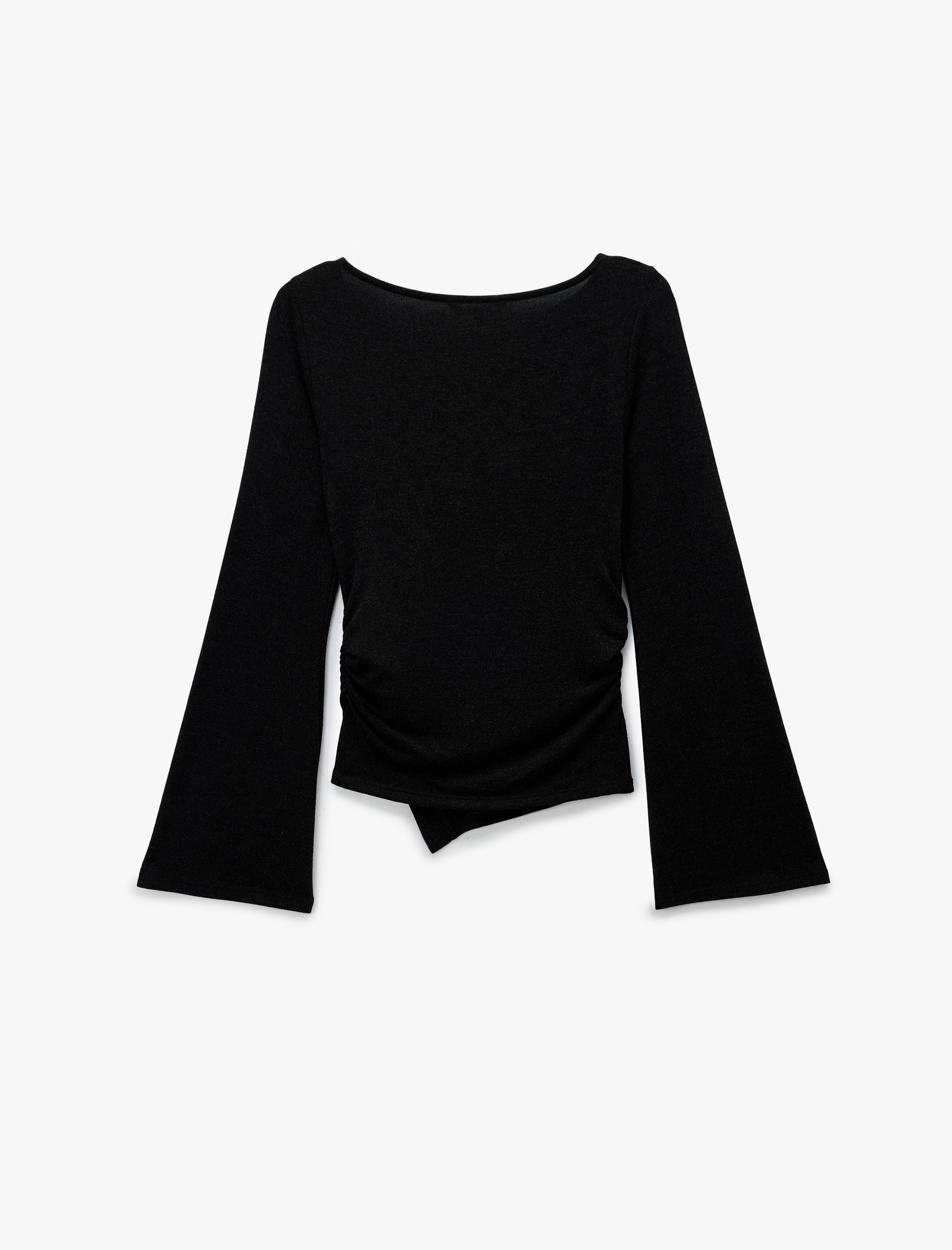   Koton X Sibil Çetinkaya - Kayık Yaka Asimetrik Kesim Uzun İspanyol Kollu Bluz