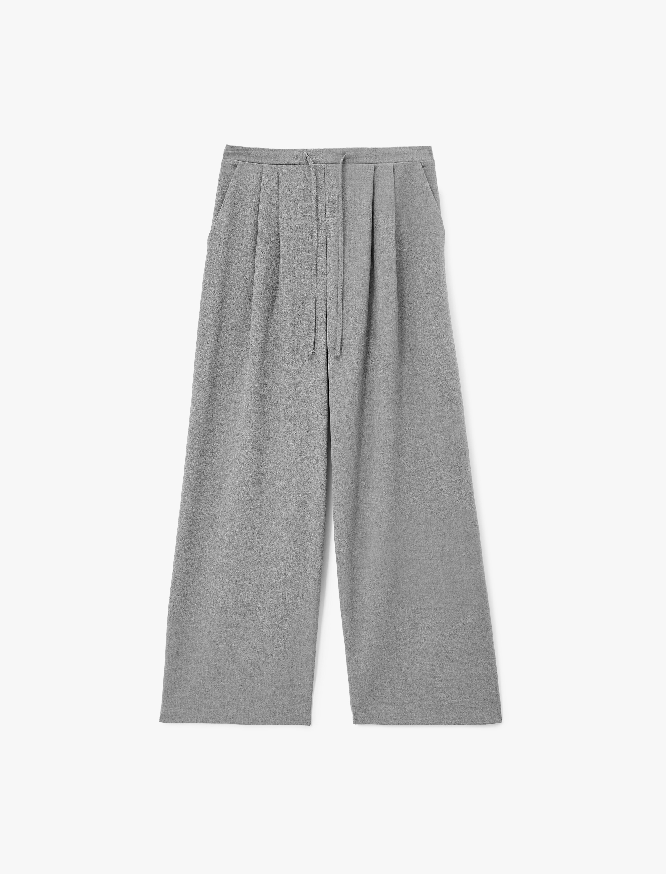   Beli Bağlamalı Cepli Geniş Paça Kumaş Baggy Pantolon