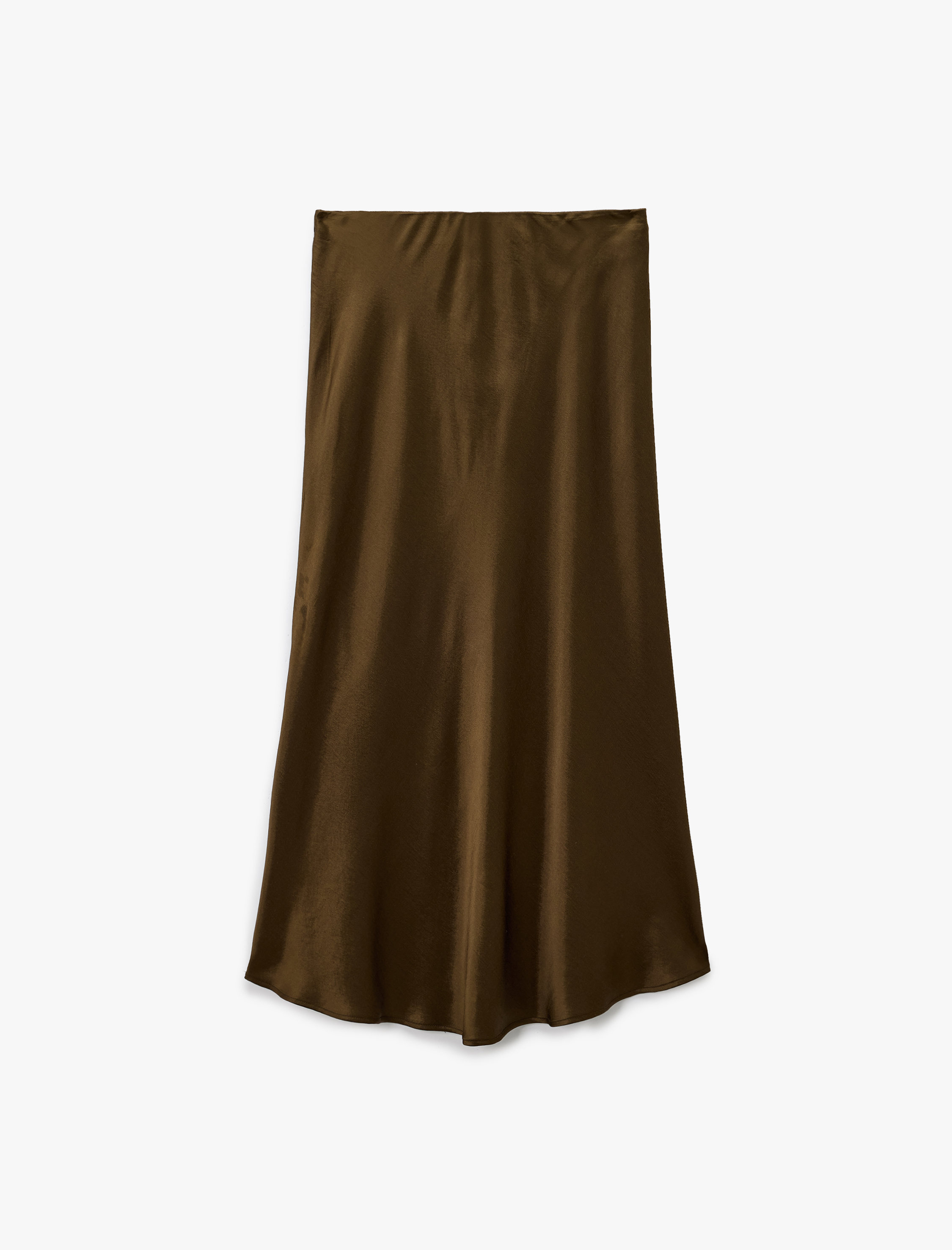   Slim Fit Balık Kesim Midi Boy Saten Etek