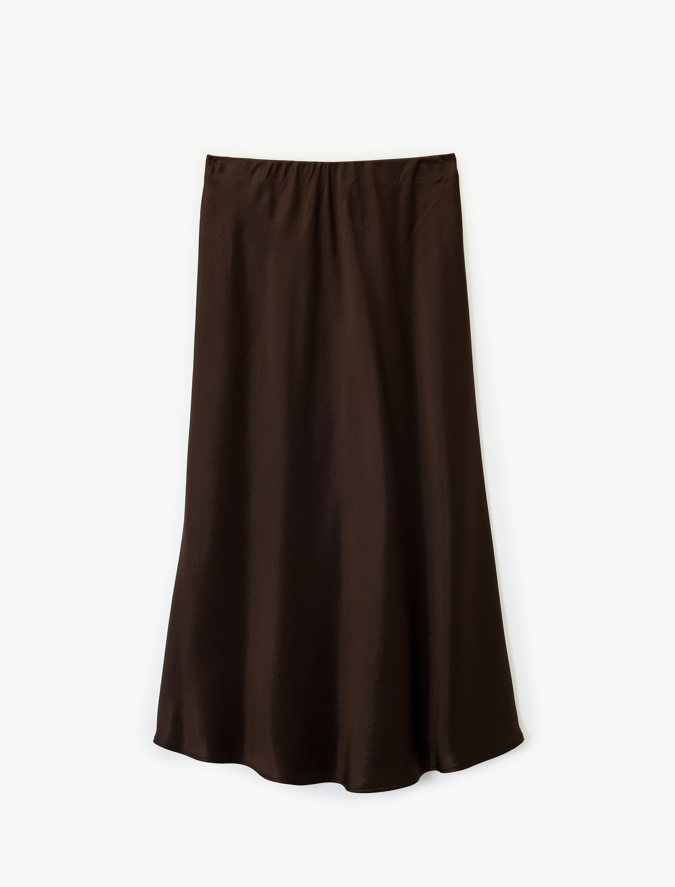   Slim Fit Balık Kesim Midi Boy Saten Etek