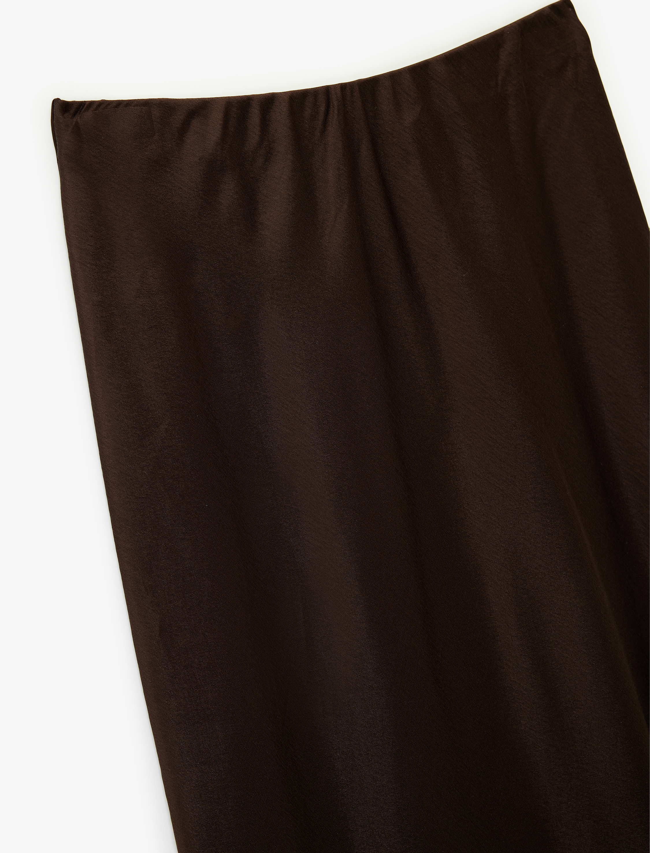   Slim Fit Balık Kesim Midi Boy Saten Etek