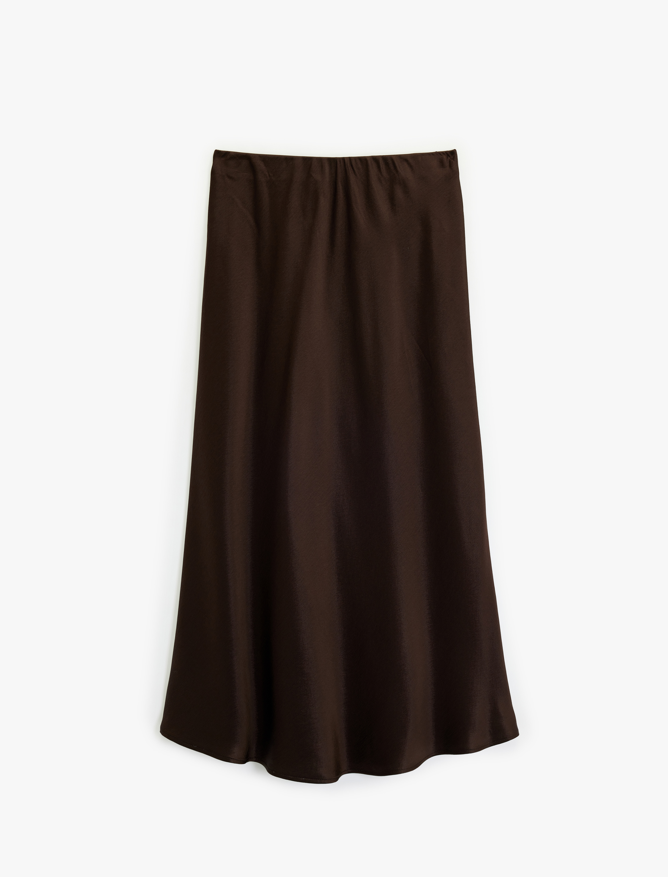   Slim Fit Balık Kesim Midi Boy Saten Etek