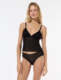 Simli İp Askılı Tül Pijama Üstü