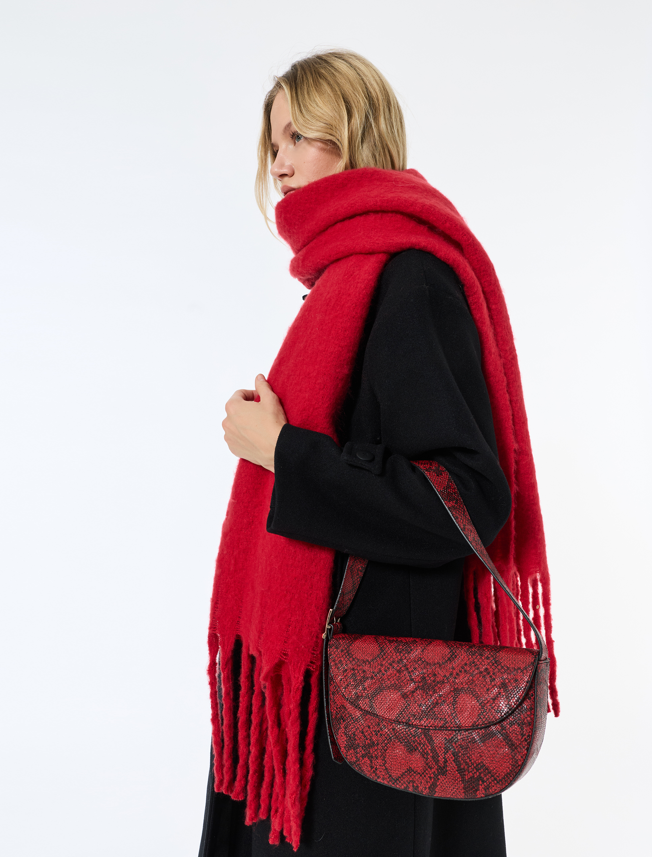   Oversize Kaban Kaşe Uzun Kollu Cepli Düğmeli Kruvaze