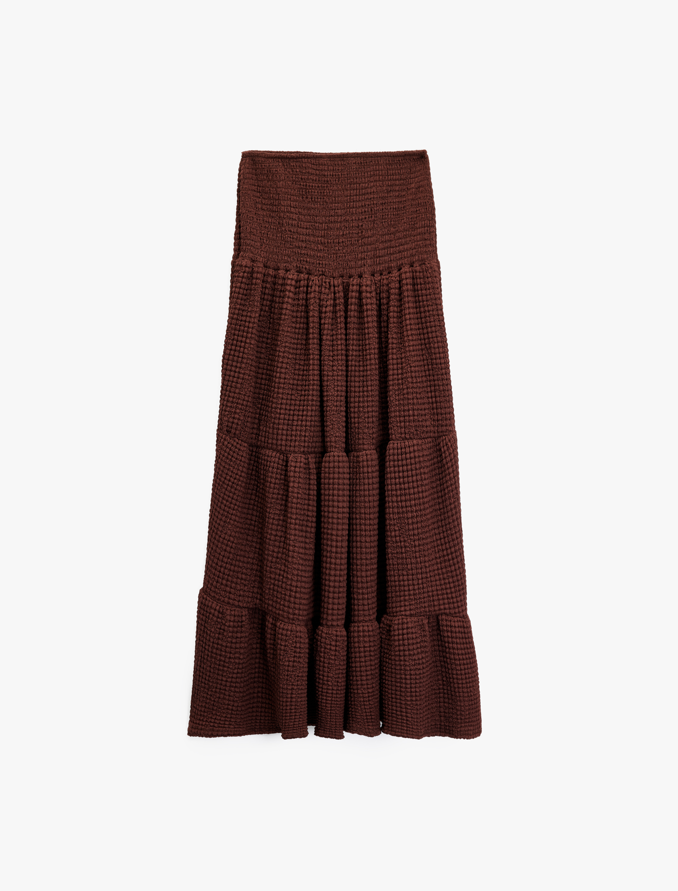   Bürümcük Kumaş Katlı Gipeli Midi Boy Etek