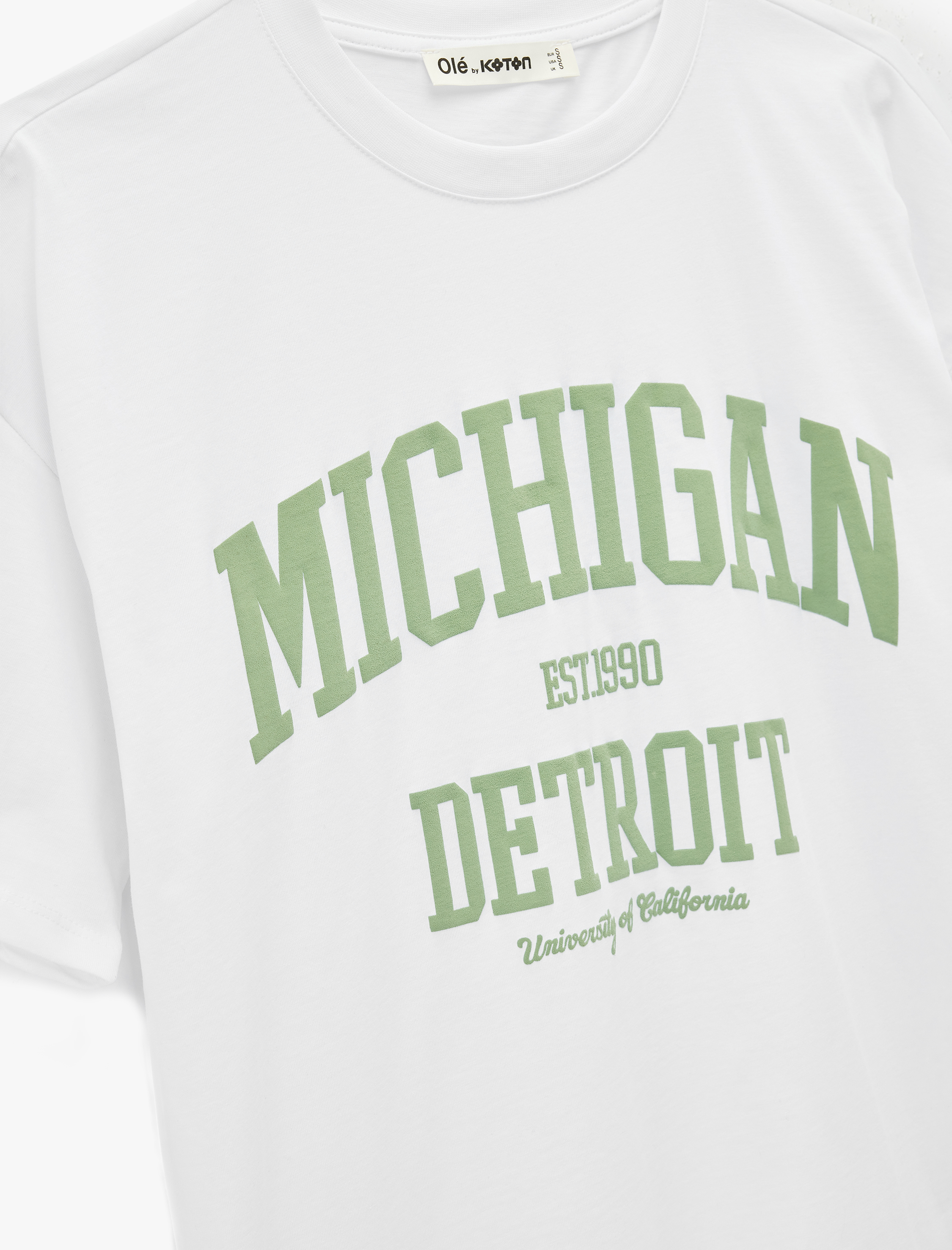   Baskılı Kısa Kollu Bisiklet Yaka Oversize Tişört