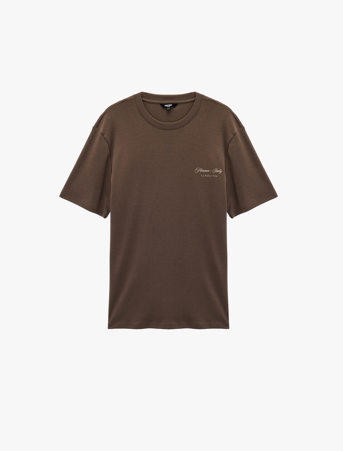  Regular Fit Kısa Kollu Bisiklet Yaka Pamuklu Arkası Baskılı Tişört