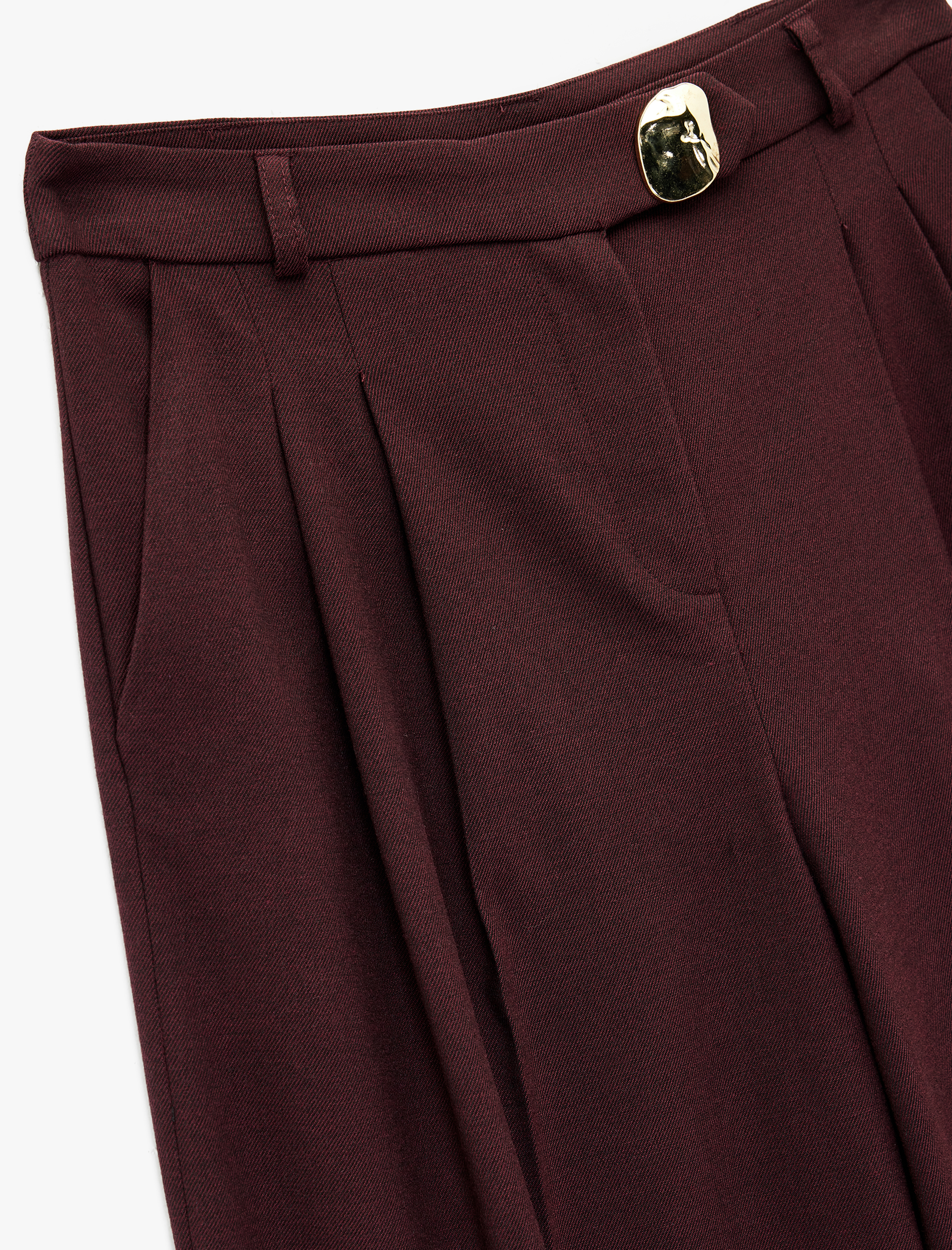   Koton X Melis Ağazat - Cepli Pile Detaylı Metal Aksesuarlı Palazzo Pantolon