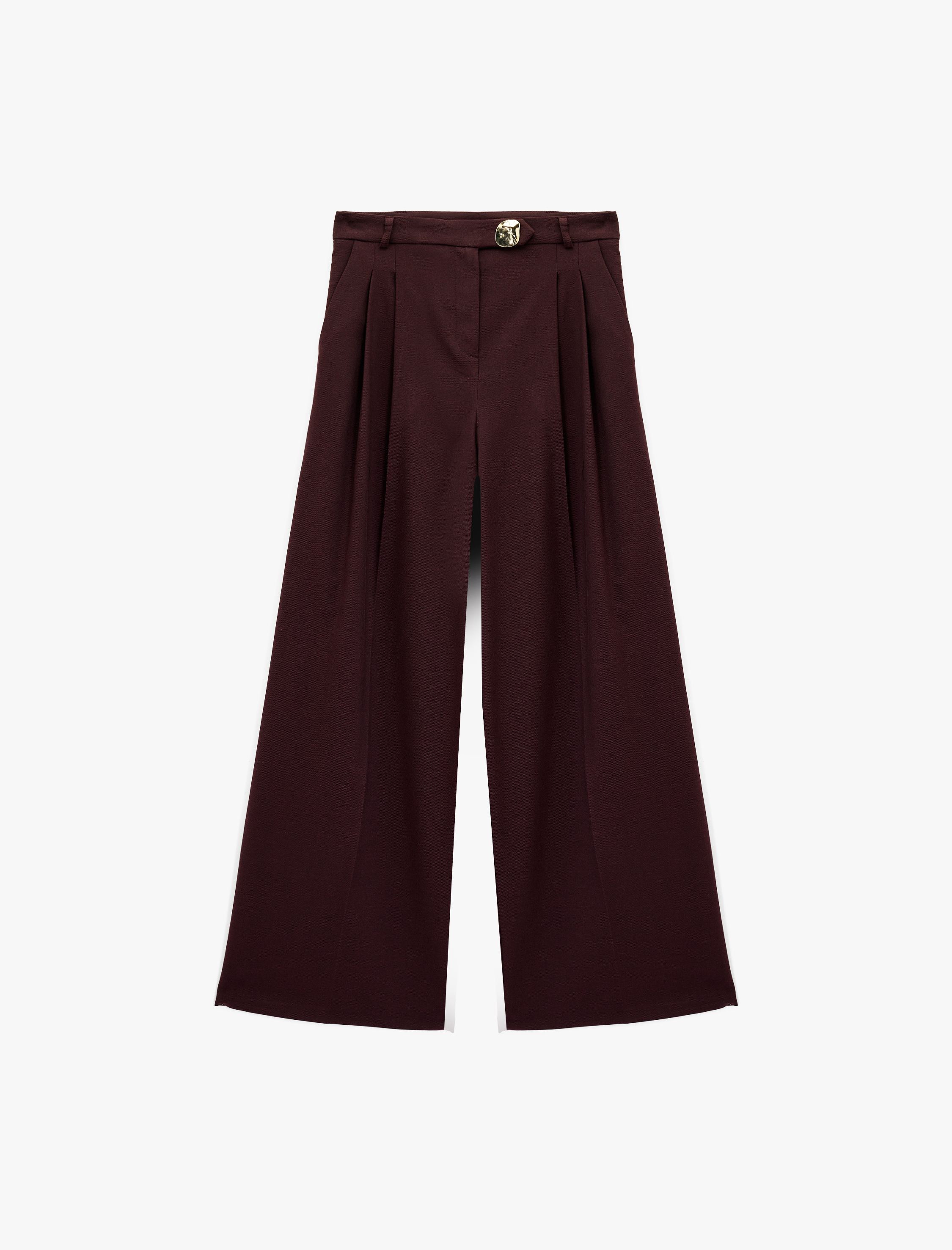   Koton X Melis Ağazat - Cepli Pile Detaylı Metal Aksesuarlı Palazzo Pantolon