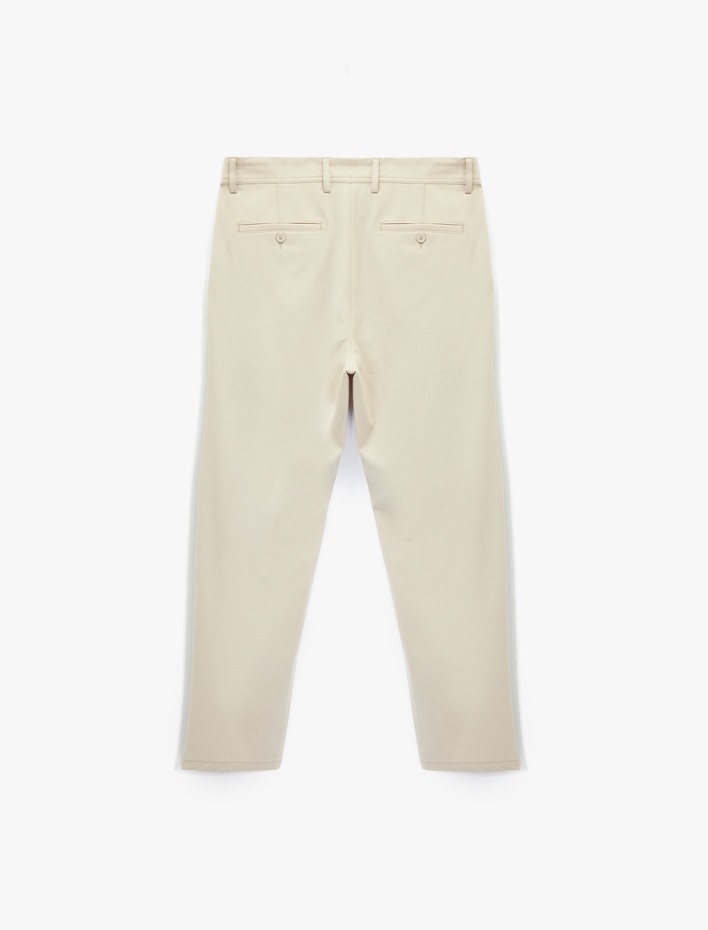  Viskon Karışımlı Cepli Düğmeli Slim Fit Kumaş Pantolon
