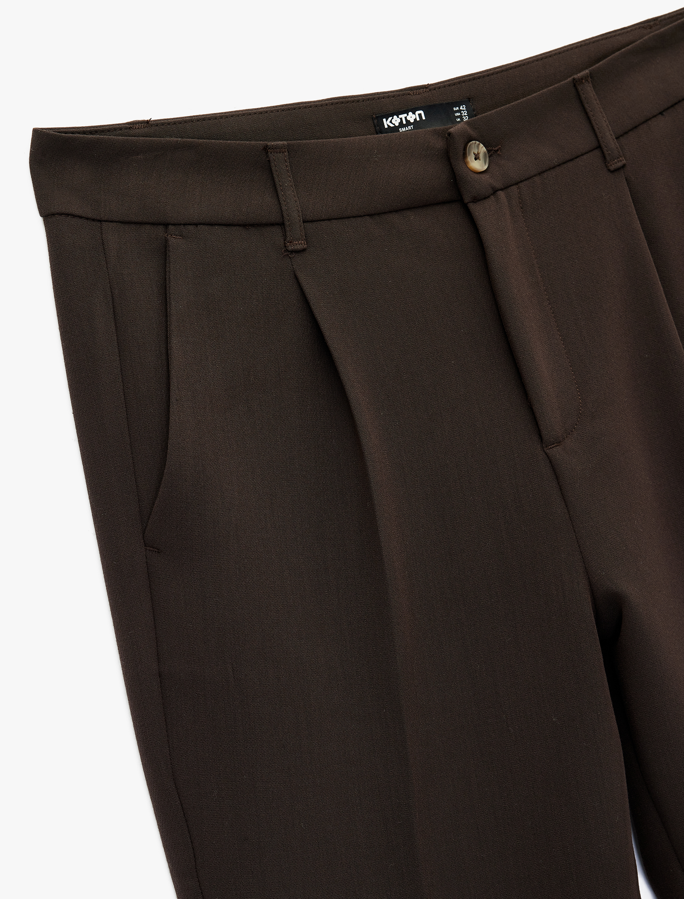   Rahat Kesim Düğmeli Viskon Karışımlı Kumaş Pantolon