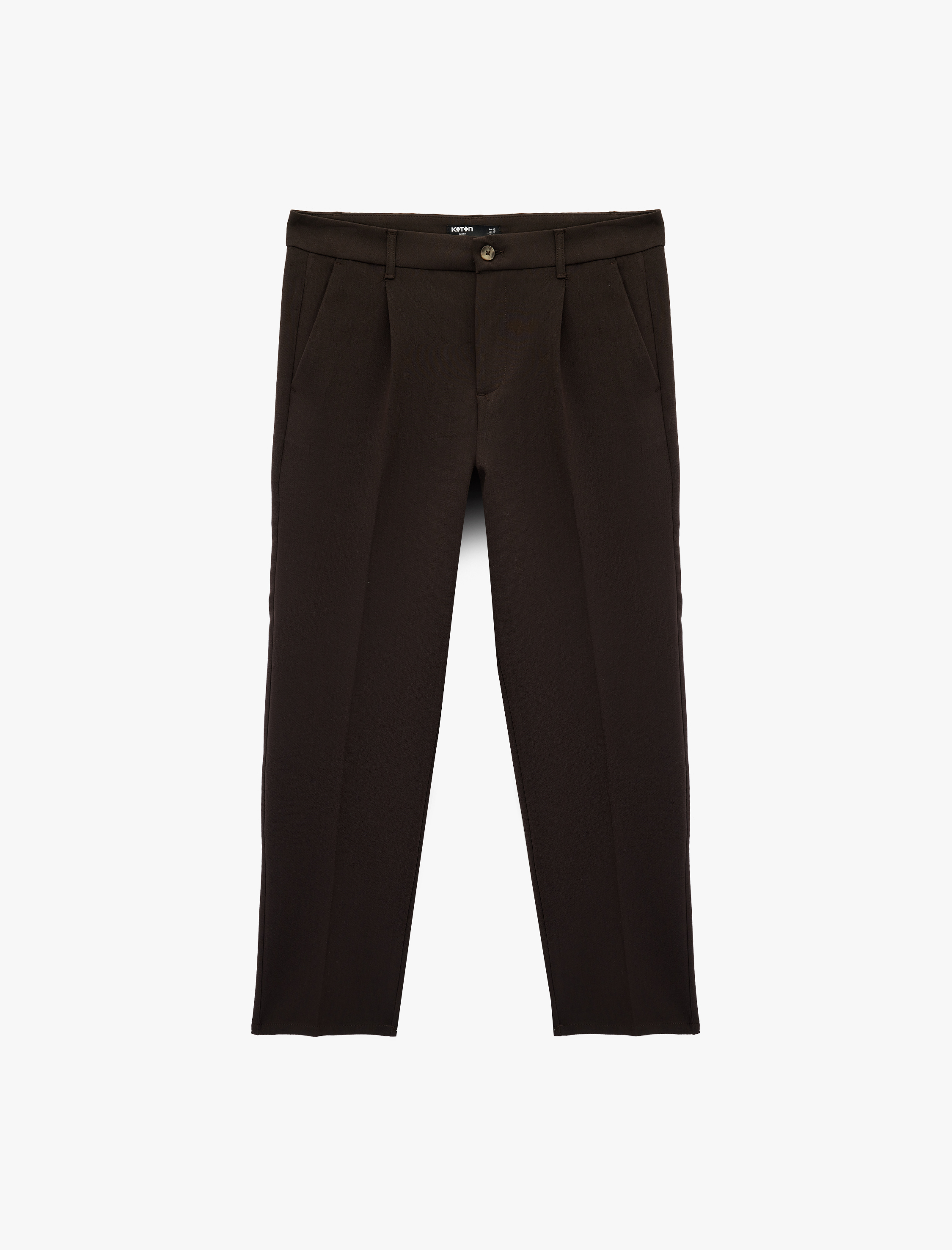   Rahat Kesim Düğmeli Viskon Karışımlı Kumaş Pantolon