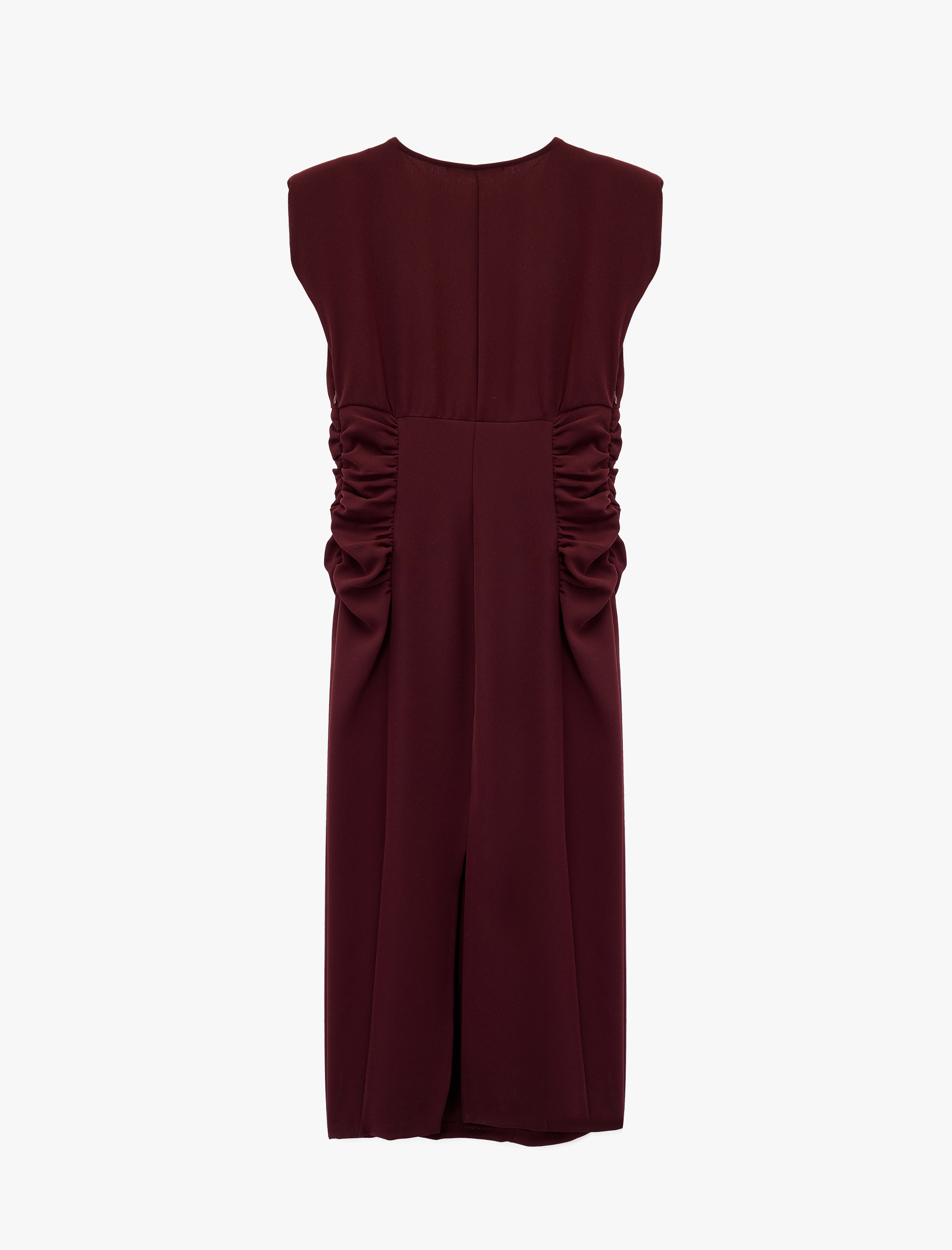   Kolsuz V Yaka Drape Detaylı Uzun Elbise