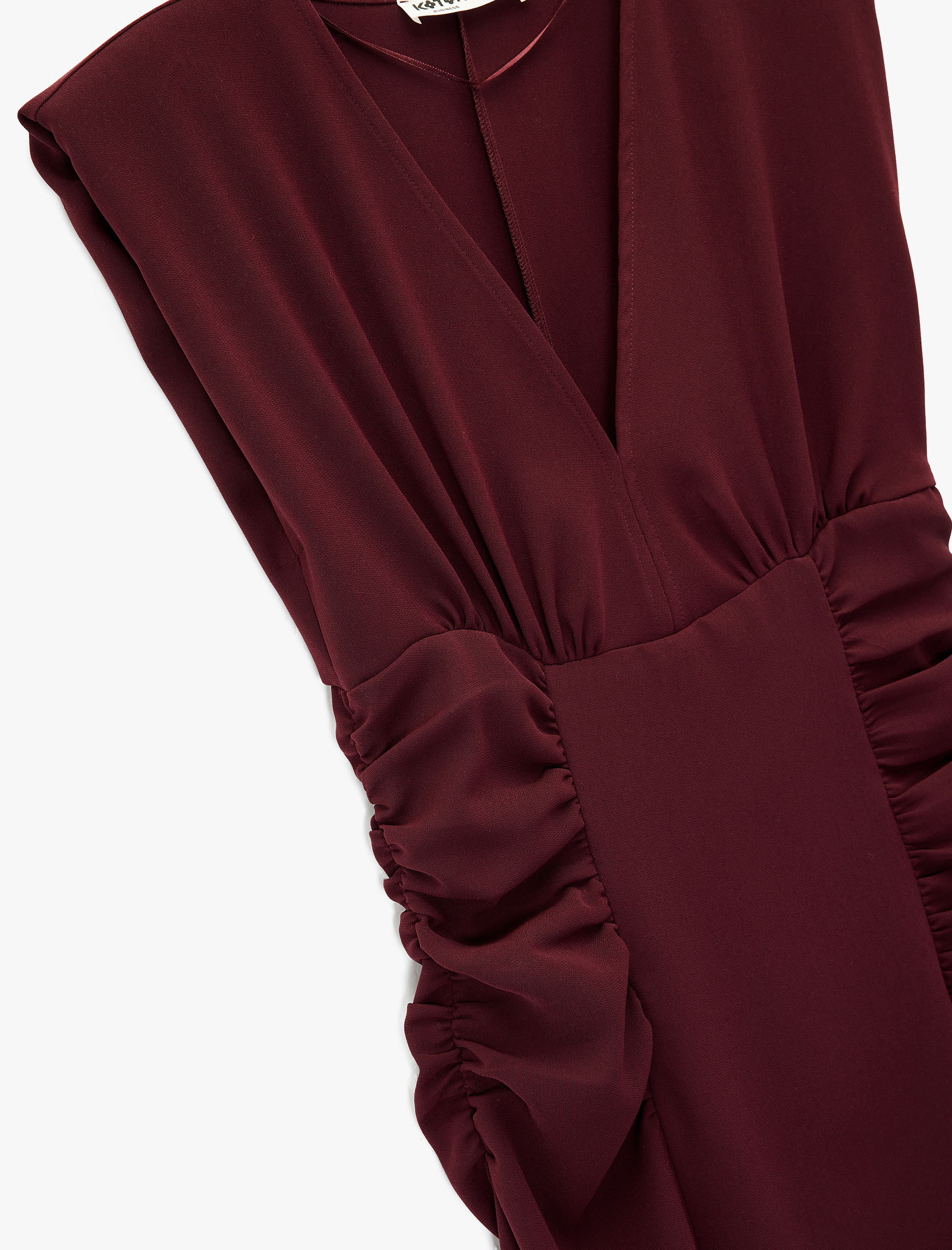   Kolsuz V Yaka Drape Detaylı Uzun Elbise