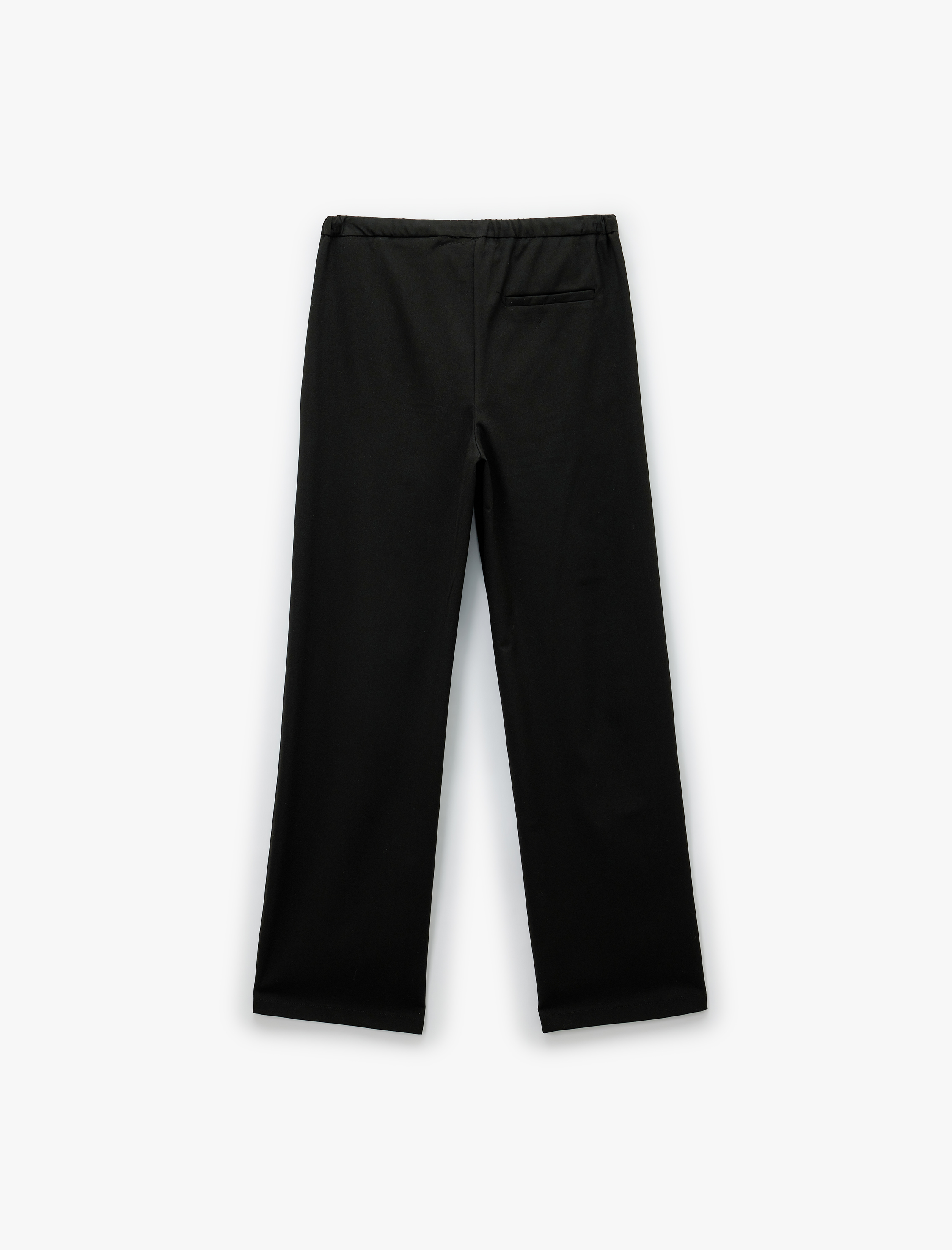   Beli Bağcıklı Düz Bol Paça Pantolon