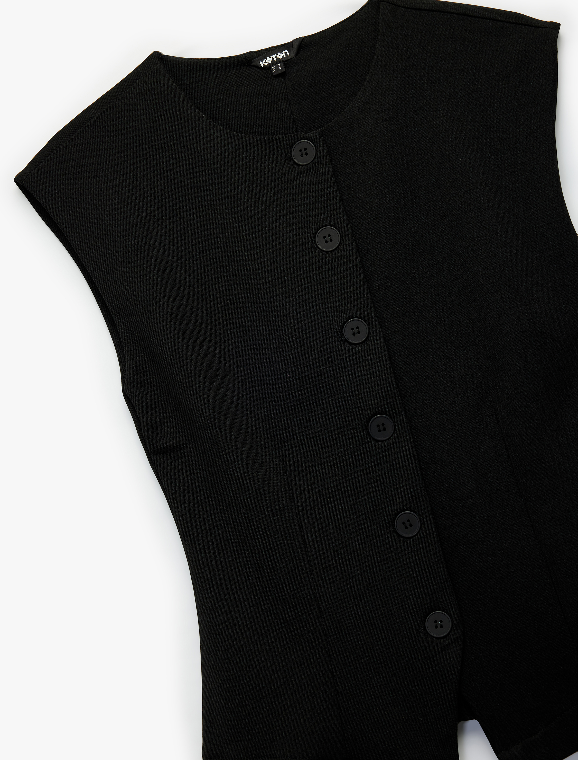   Düğmeli Slim Fit Bisiklet Yaka Yelek