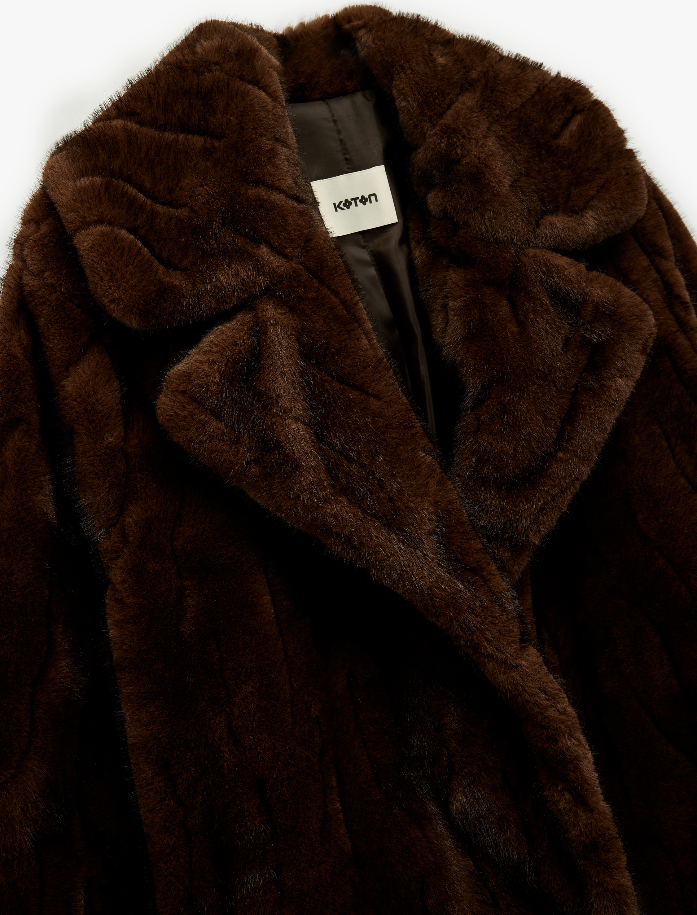   Koton X Melis Ağazat - Suni Kürk Kaban Düğmeli Uzun Kollu Cepli