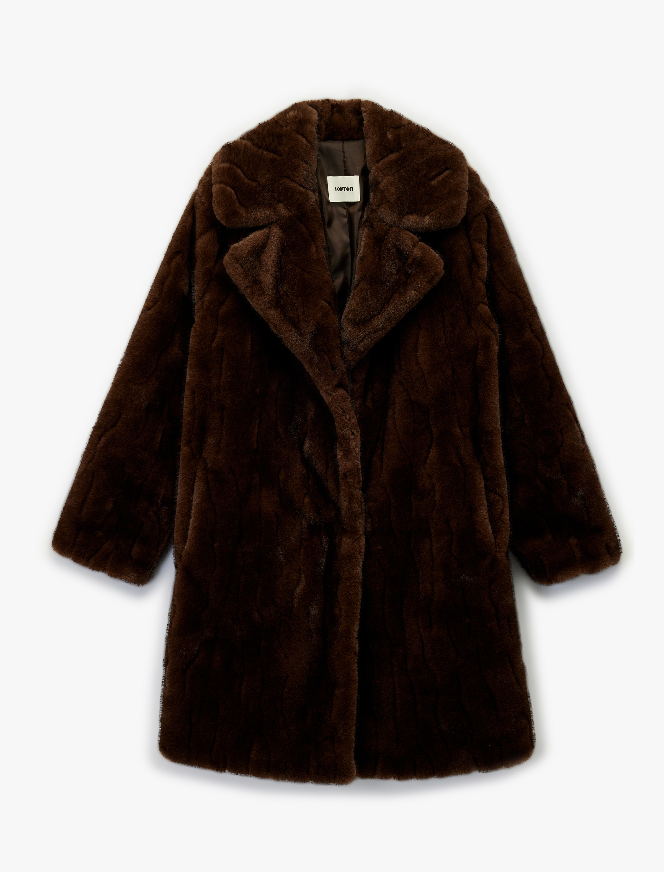   Koton X Melis Ağazat - Suni Kürk Kaban Düğmeli Uzun Kollu Cepli