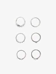 Taş Detaylı 6'lı Yüzük Seti