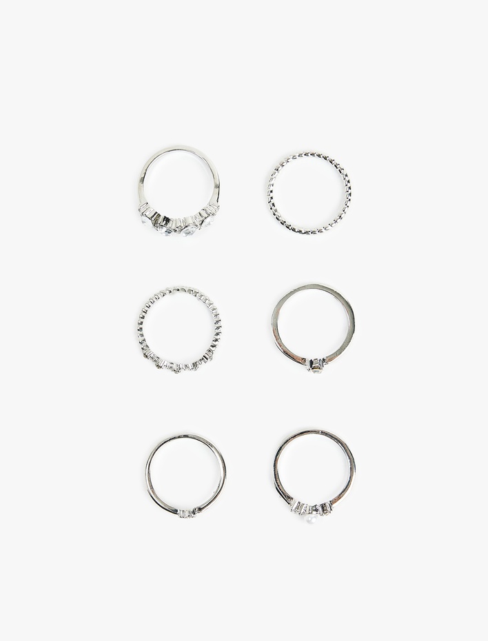 Kadın Taş Detaylı 6'lı Yüzük Seti