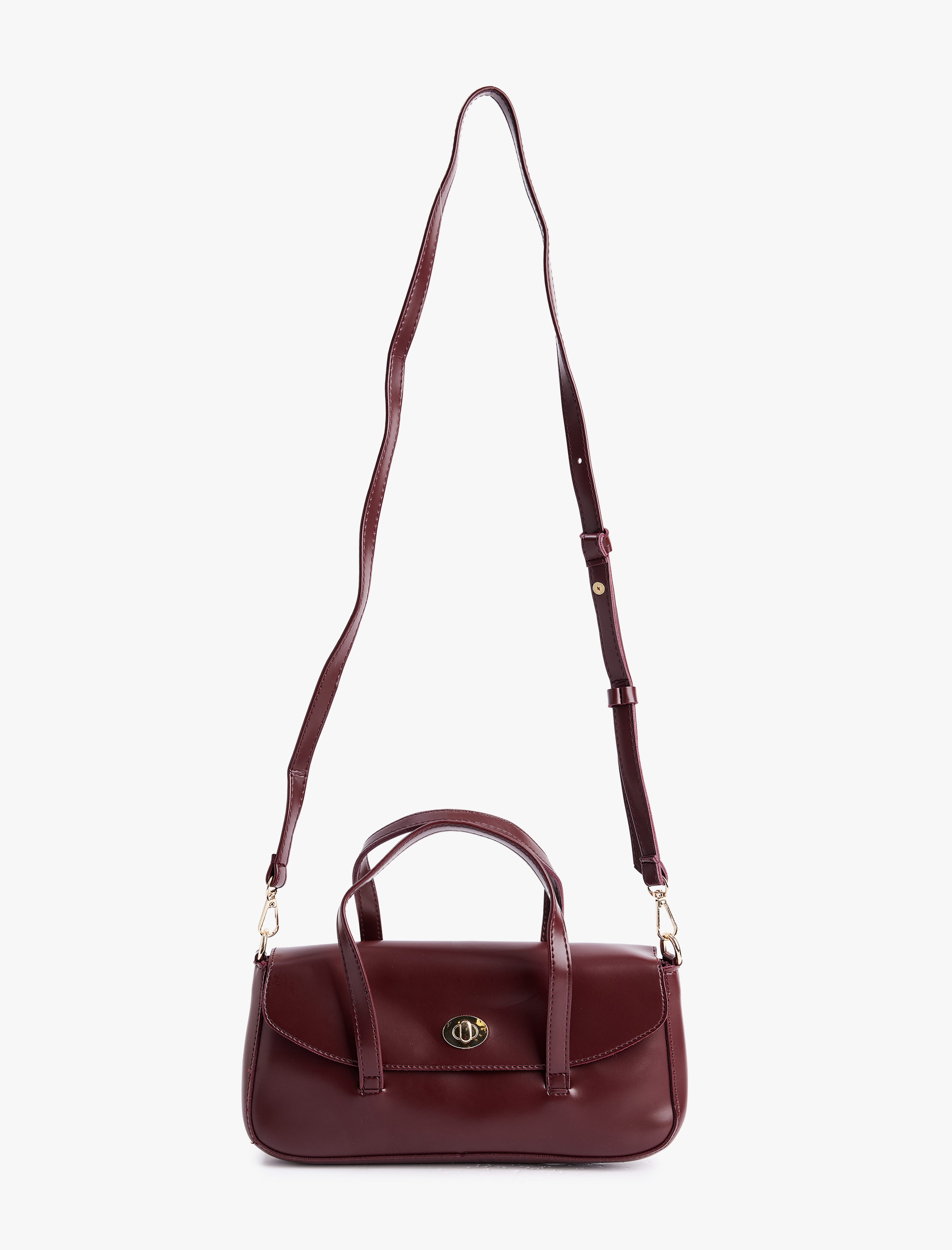  Kadın Metal Tokalı Saplı Askılı Suni Deri Çapraz Çanta