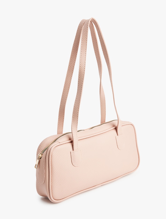 Kadın Saplı Fermuarlı Suni Deri Omuz Çantası