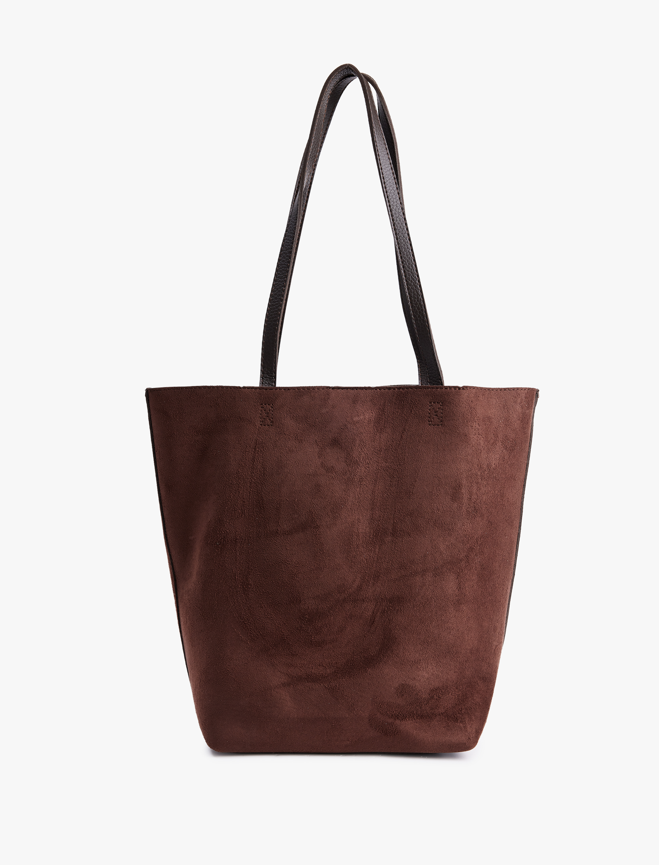  Kadın Süet Görünümlü Suni Deri Detaylı Tote Çanta