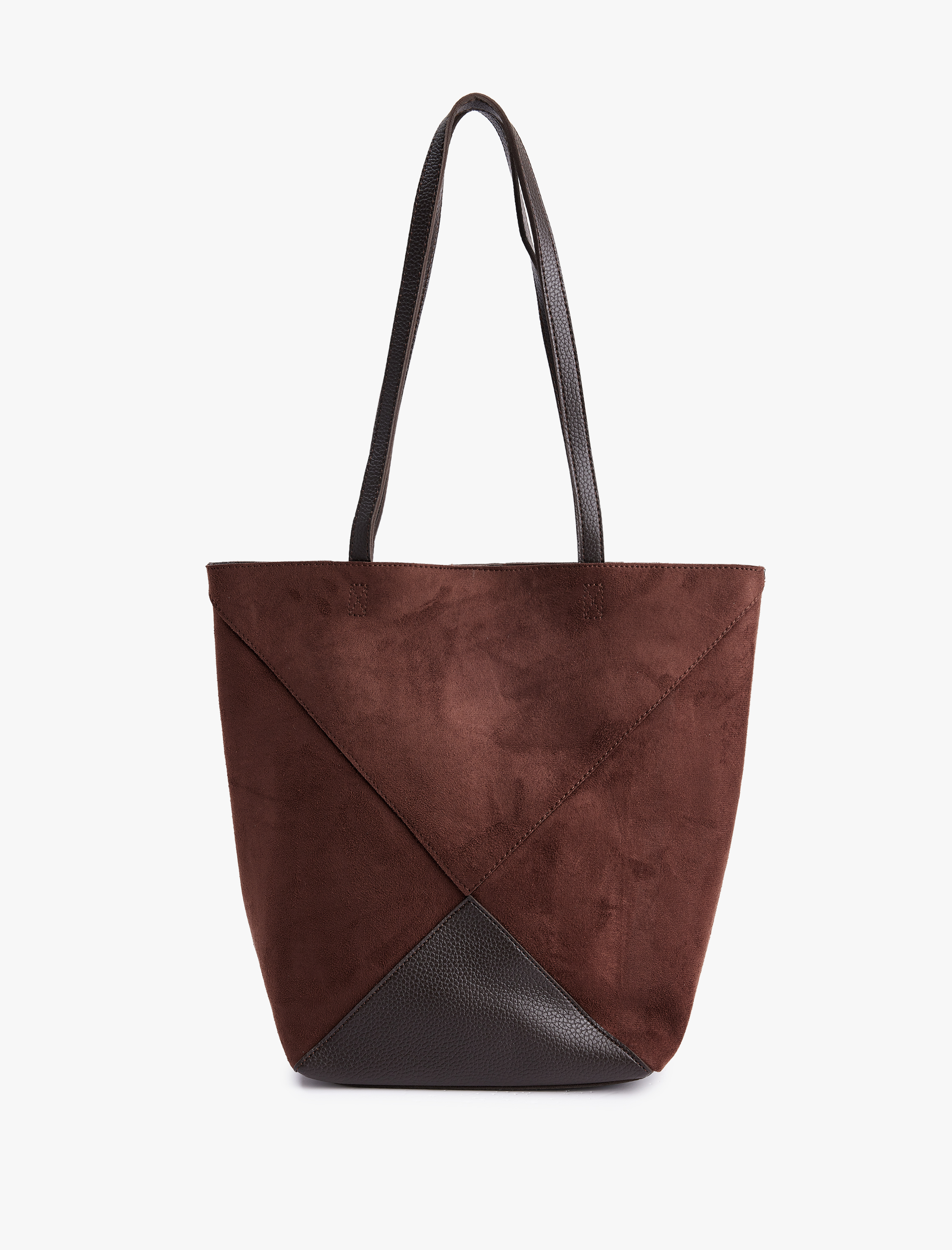  Kadın Süet Görünümlü Suni Deri Detaylı Tote Çanta