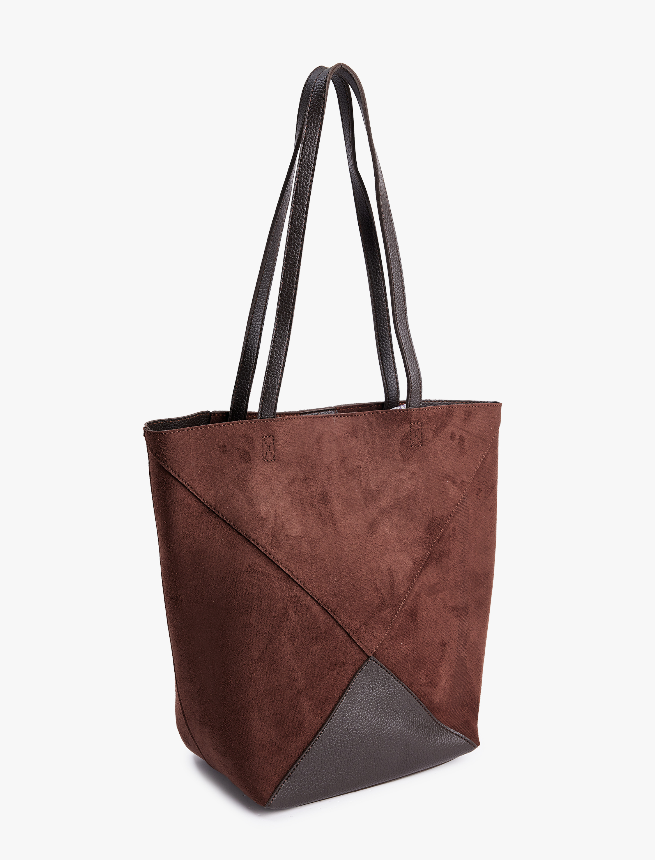  Kadın Süet Görünümlü Suni Deri Detaylı Tote Çanta