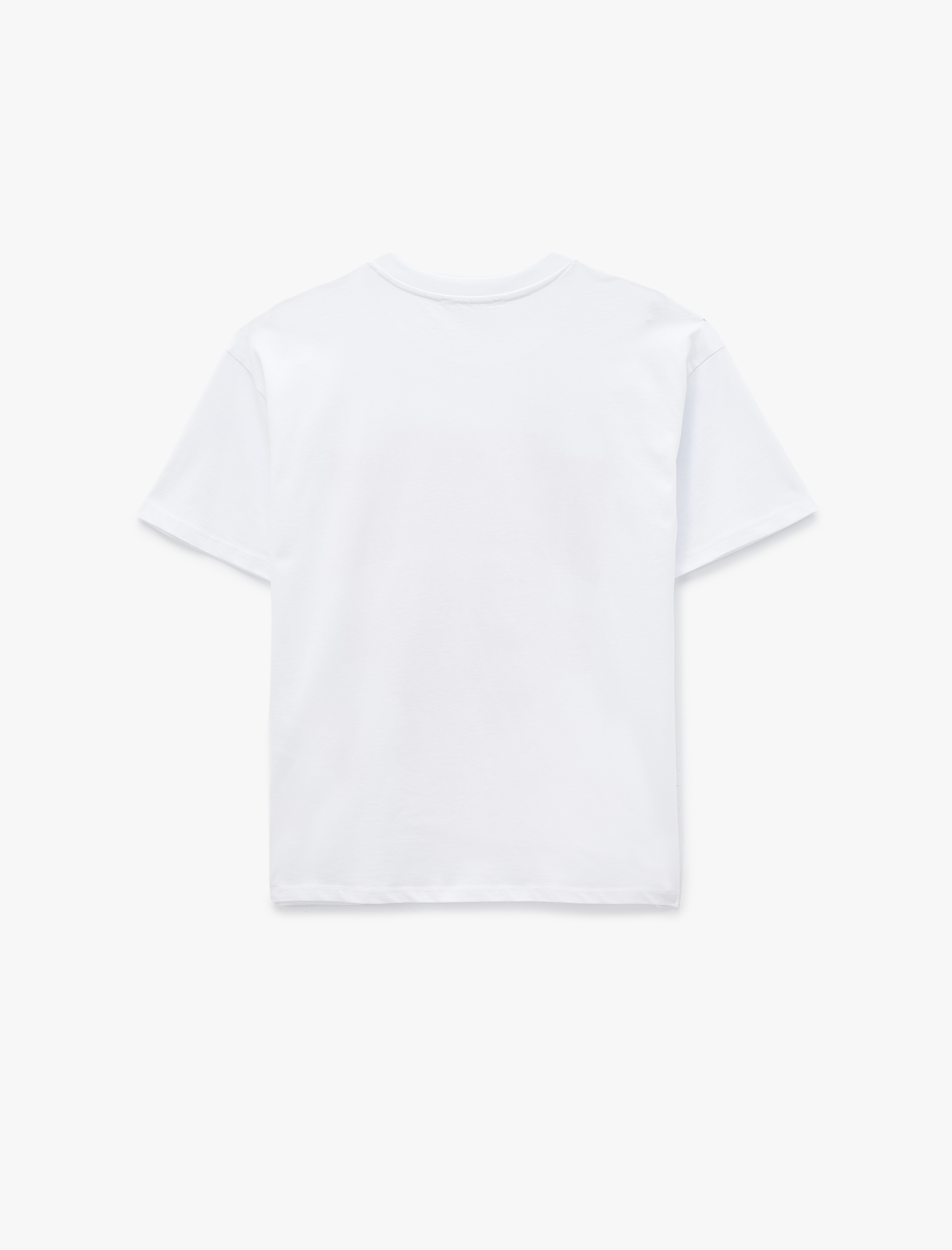   Pamuklu Kısa Kollu Bisiklet Yaka Baskılı Oversize Tişört