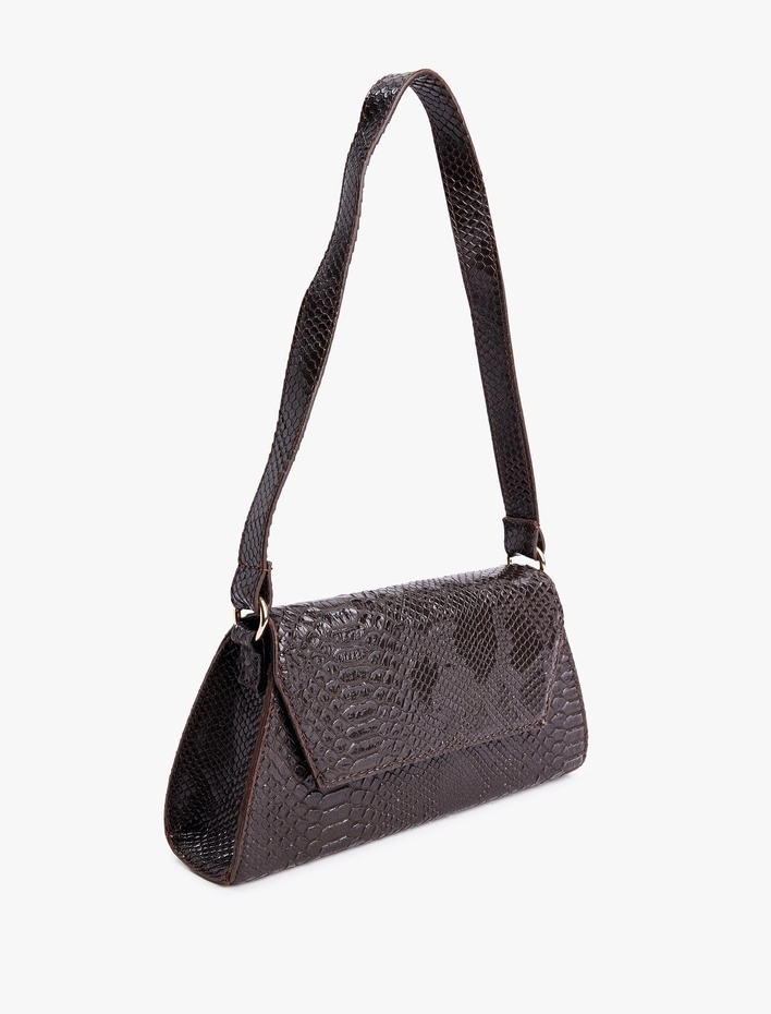 Kadın Yılan Derisi Görünümlü Askılı Omuz Çantası