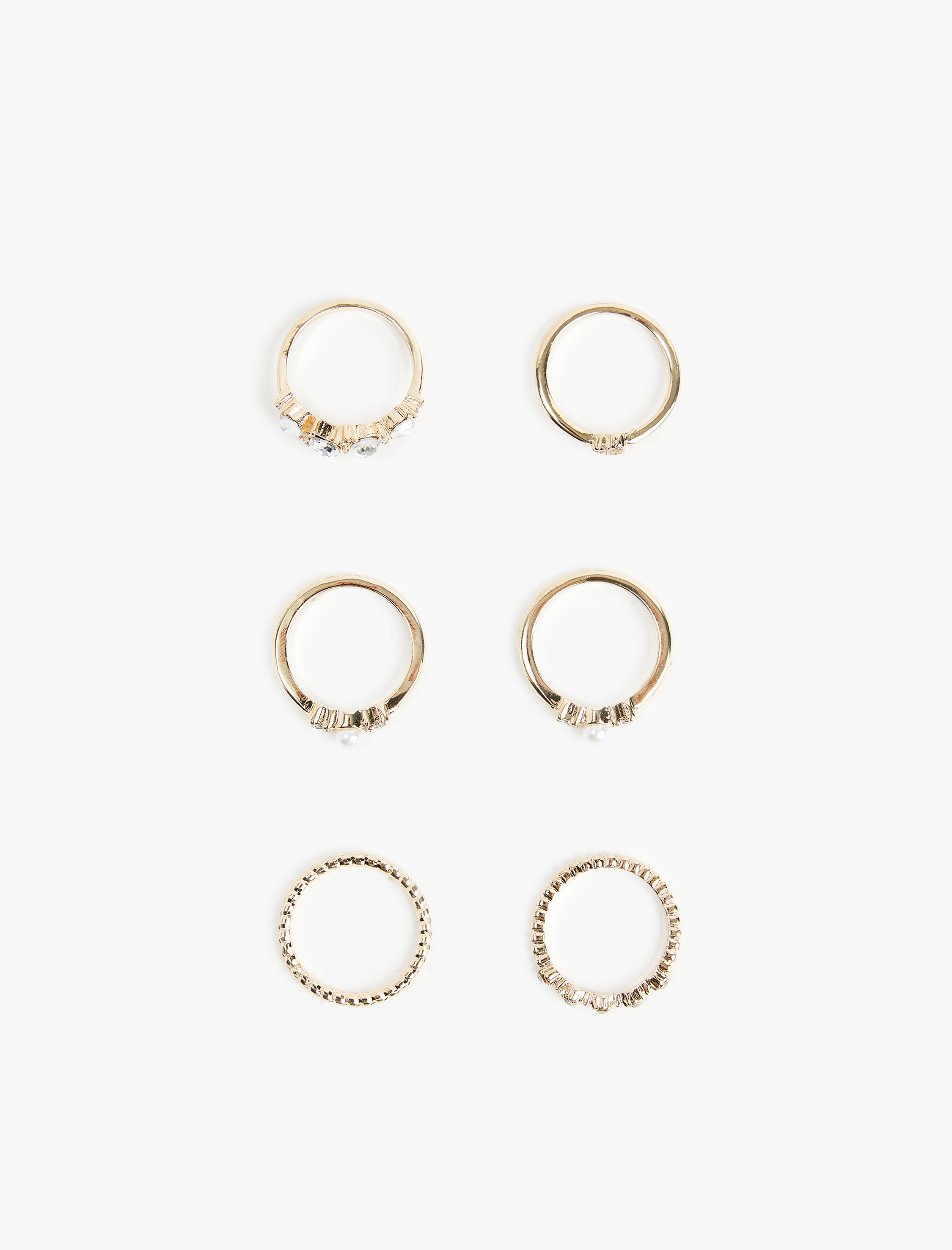  Kadın Taş Detaylı 6'lı Yüzük Seti