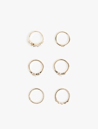 Taş Detaylı 6'lı Yüzük Seti