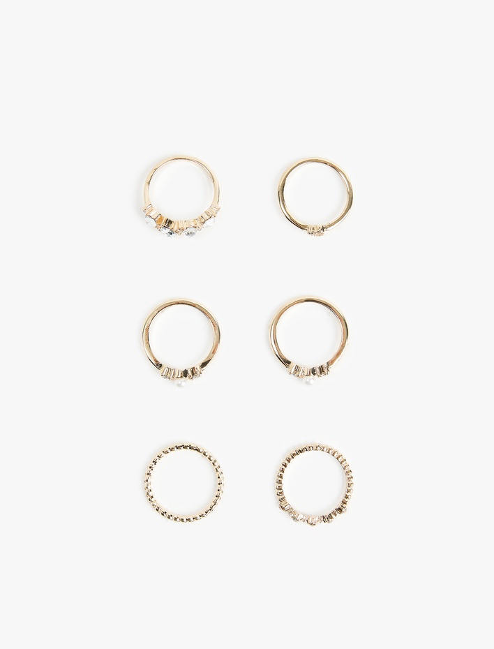 Kadın Taş Detaylı 6'lı Yüzük Seti