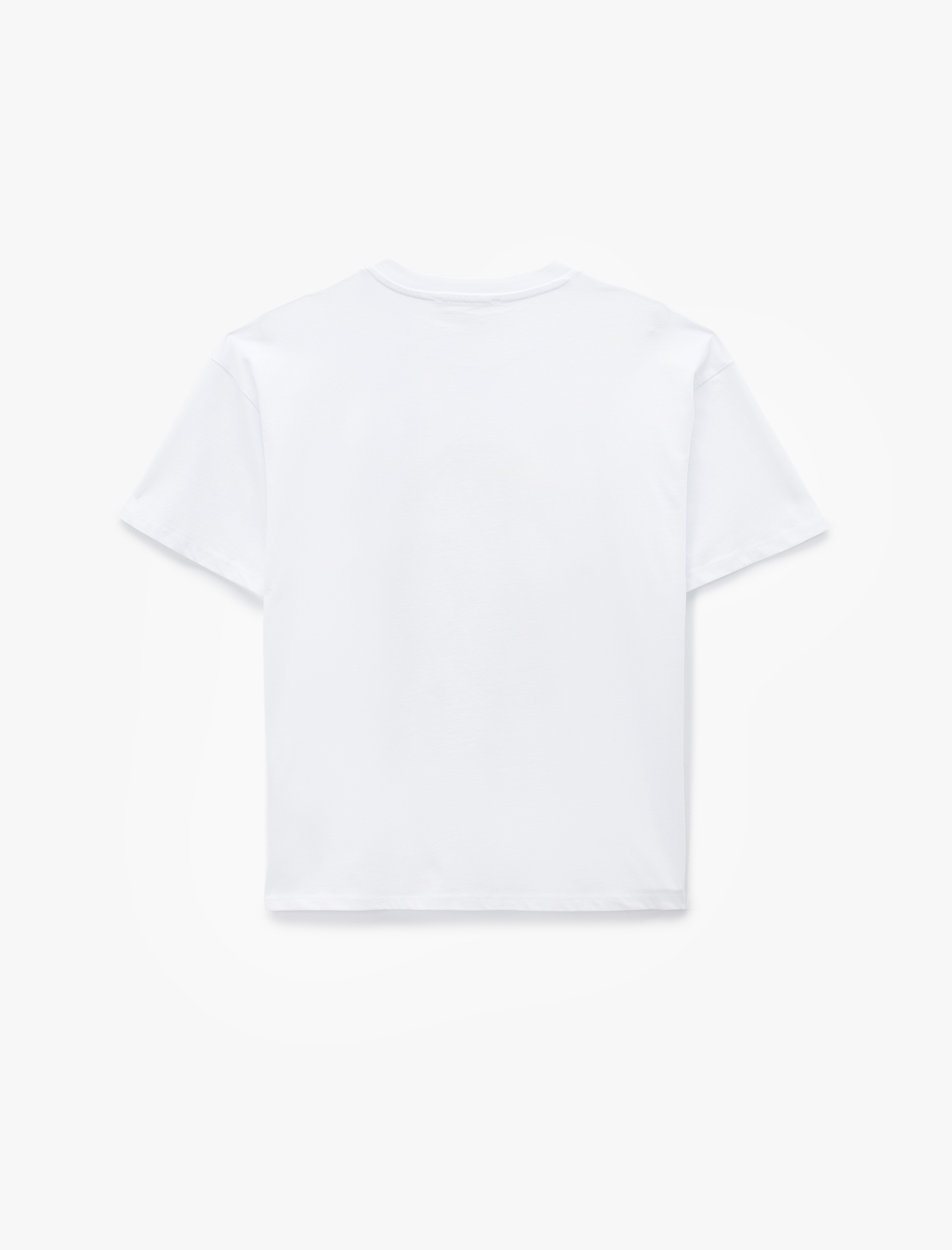   Pamuklu Kısa Kollu Bisiklet Yaka Kiraz Baskılı Oversize Tişört