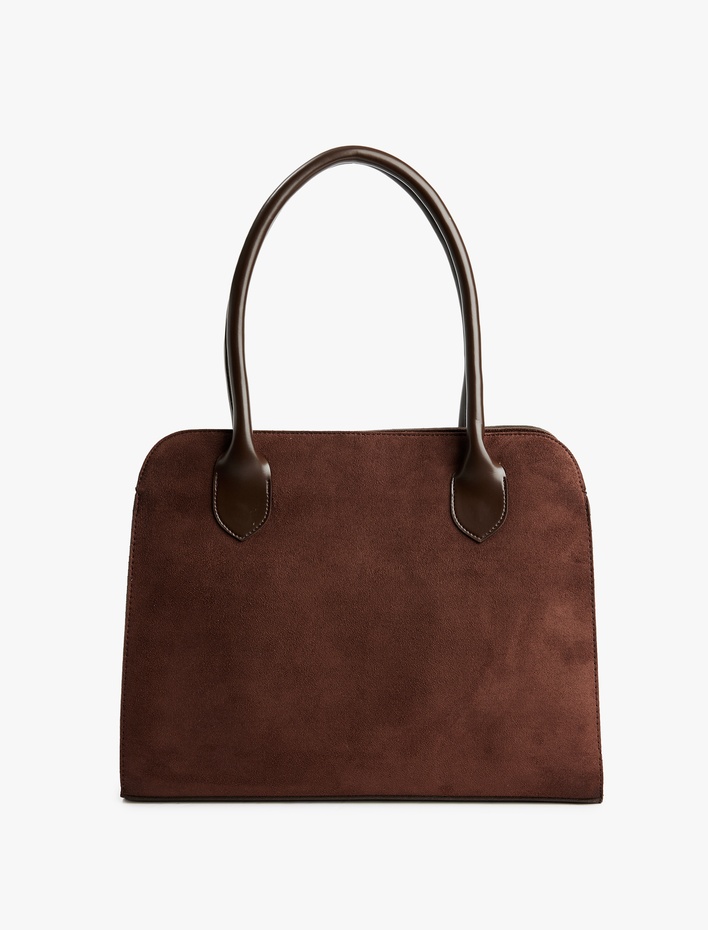 Kadın Saplı Mıknatıslı Süet Görünümlü Tote Çanta