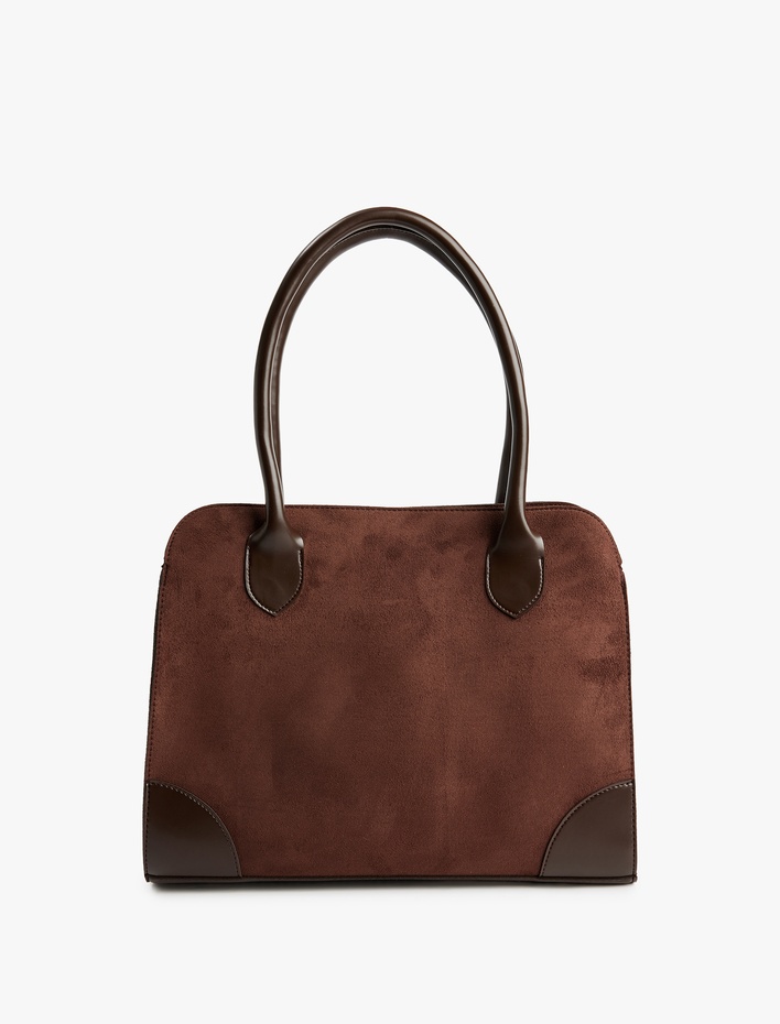 Kadın Saplı Mıknatıslı Süet Görünümlü Tote Çanta