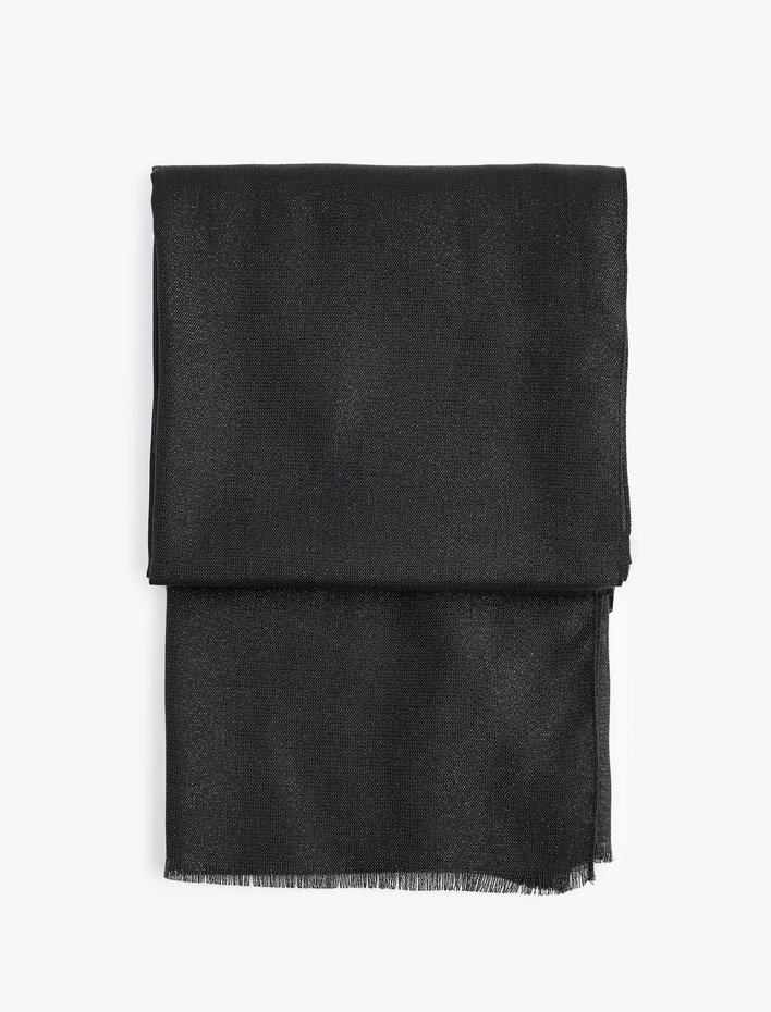 Kadın Simli Dokulu İnce Püsküllü Uzun Atkı