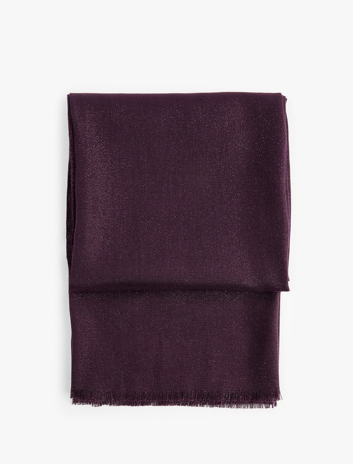 Kadın Simli Dokulu İnce Püsküllü Uzun Atkı