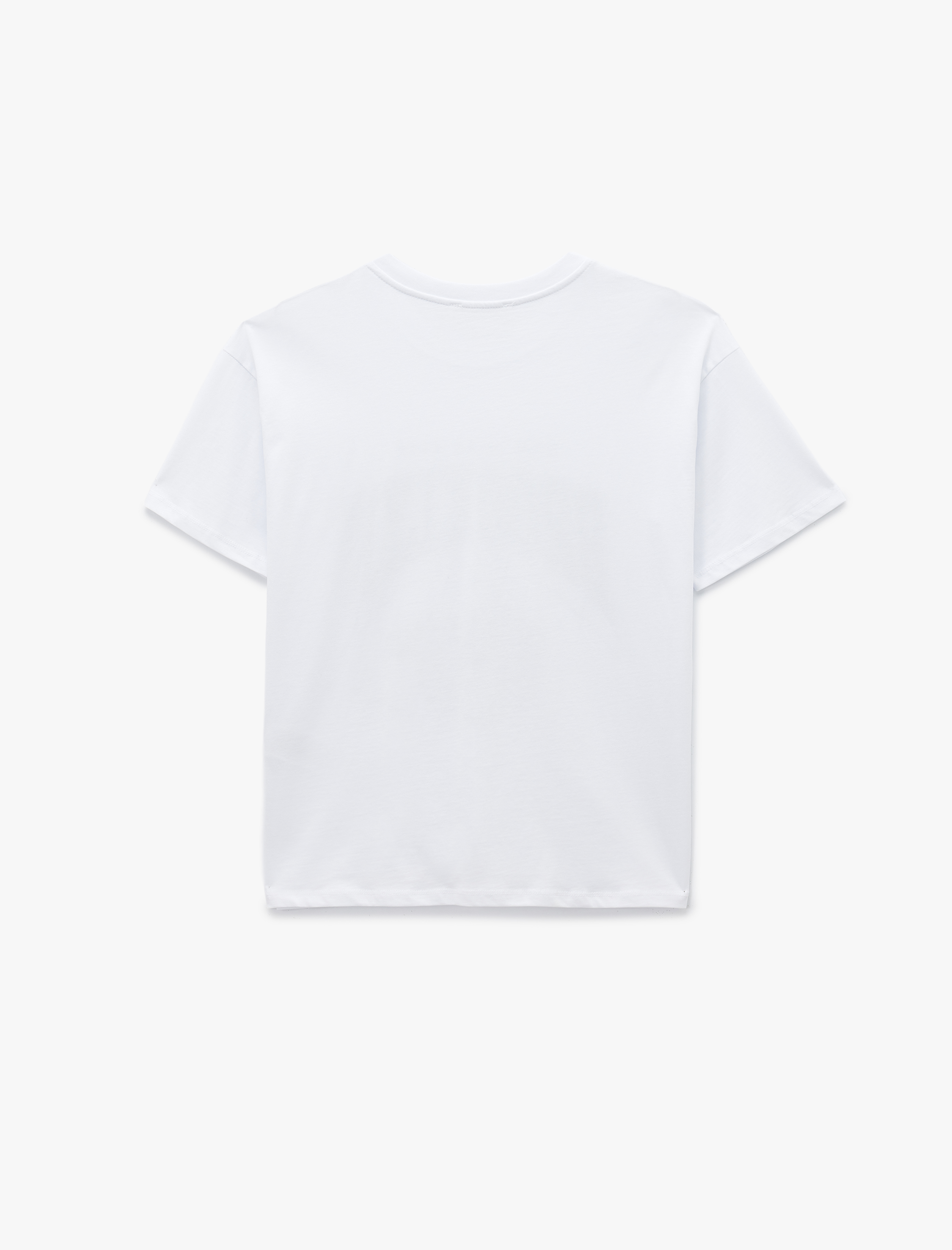   Pamuklu Baskılı Kısa Kollu Bisiklet Yaka Oversize Tişört