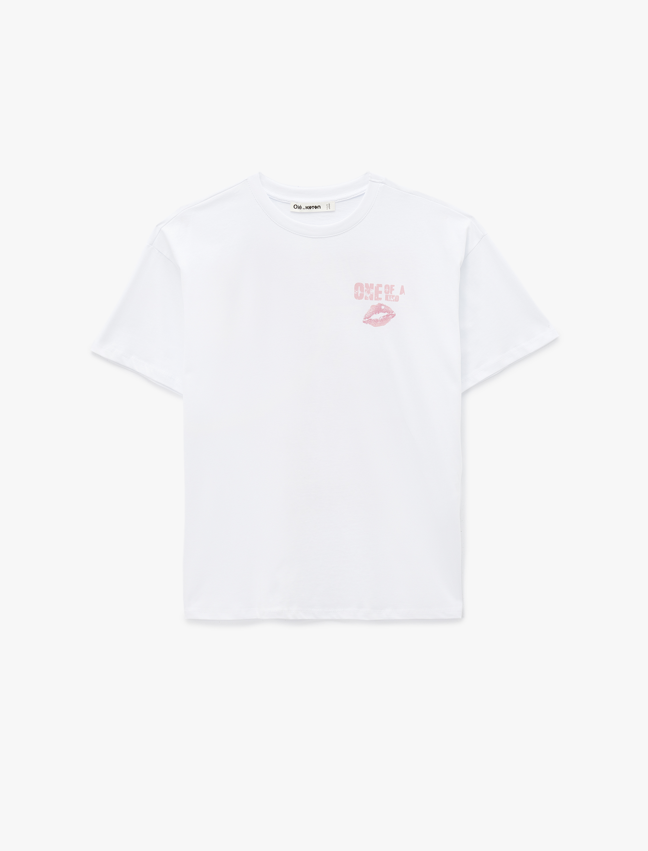   Kısa Kollu Bisiklet Yaka Pamuklu Arkası Baskılı Oversize Tişört