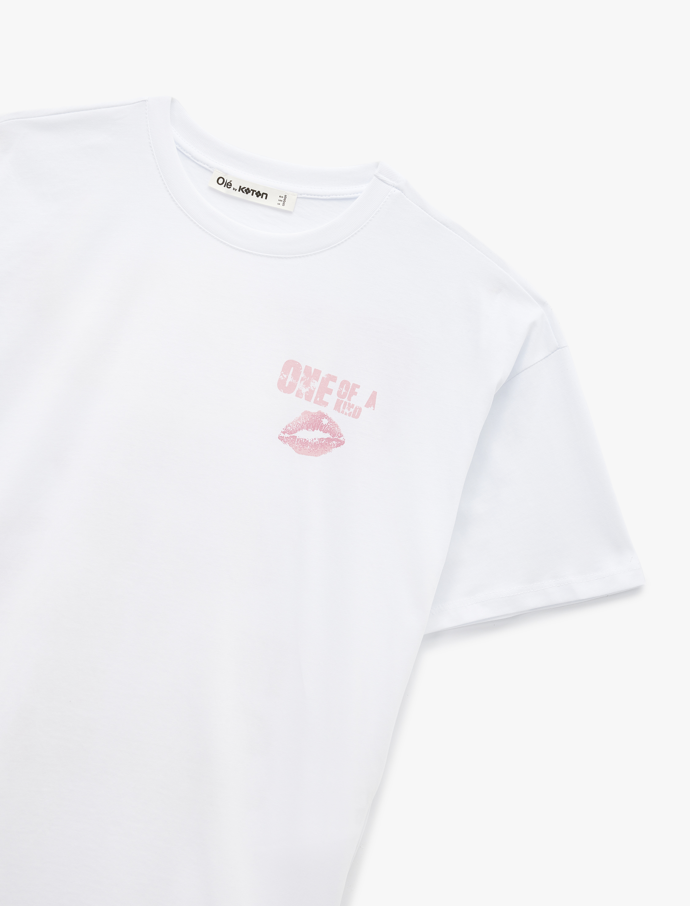   Kısa Kollu Bisiklet Yaka Pamuklu Arkası Baskılı Oversize Tişört