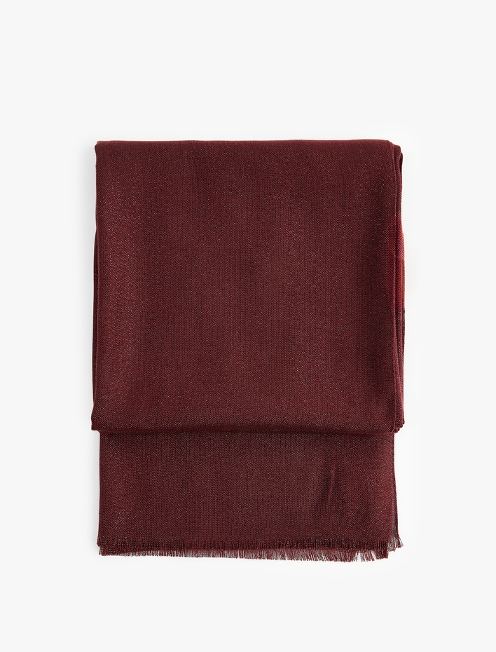 Kadın Simli Dokulu İnce Püsküllü Uzun Atkı