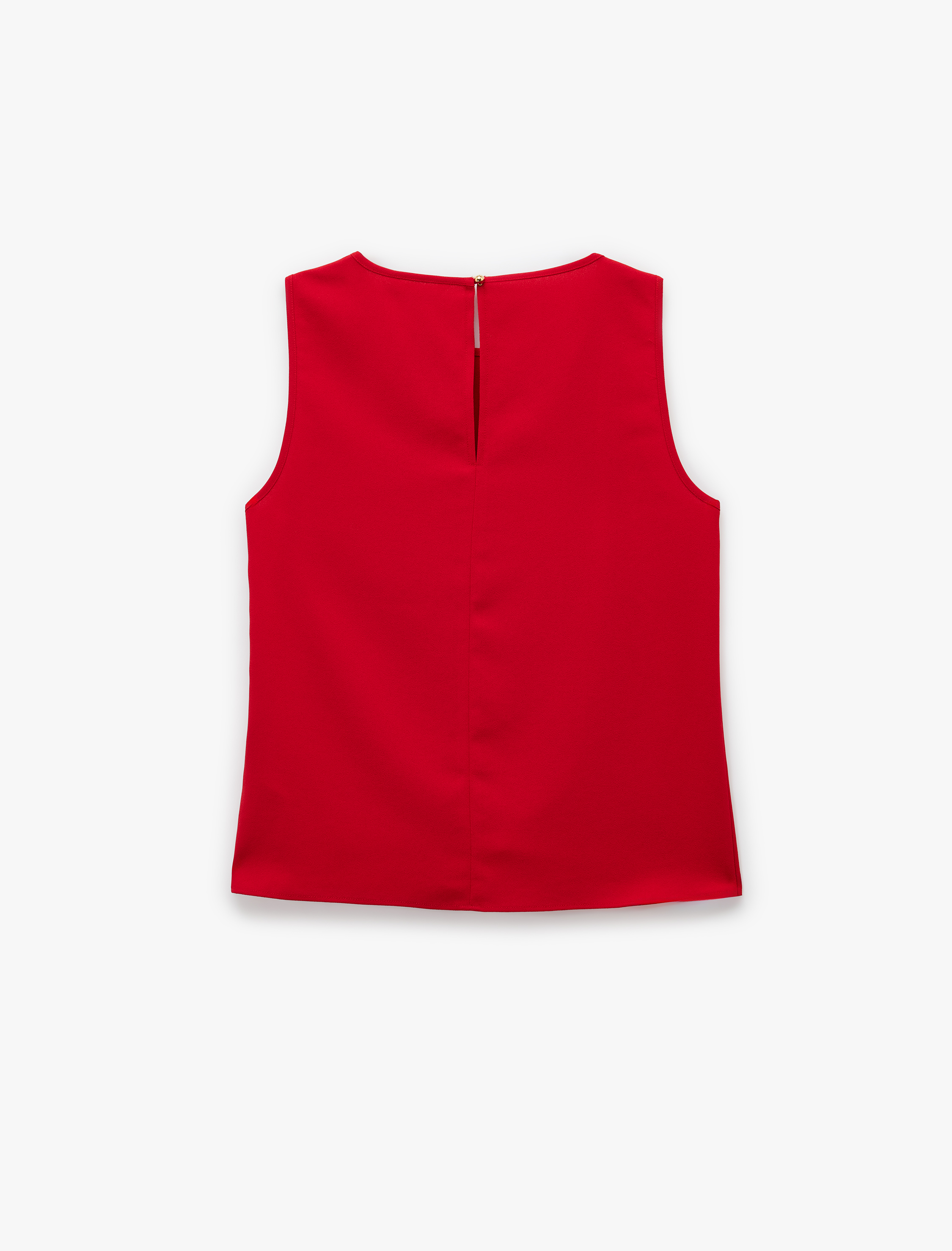   Bisiklet Yaka Metal Aksesuarlı Kolsuz Bluz