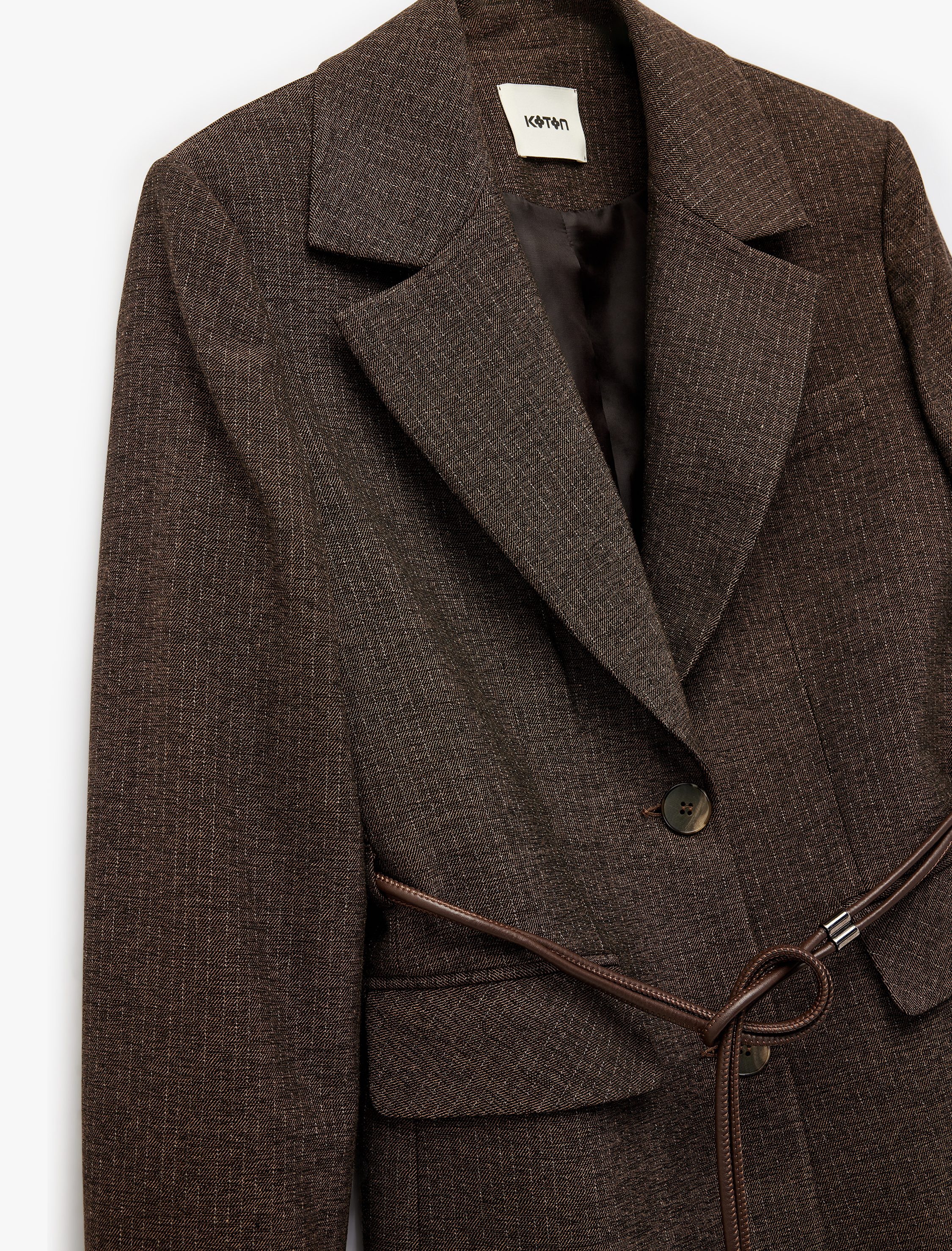   Koton X Melis Ağazat - Cepli Uzun Kollu Kemerli Blazer Ceket