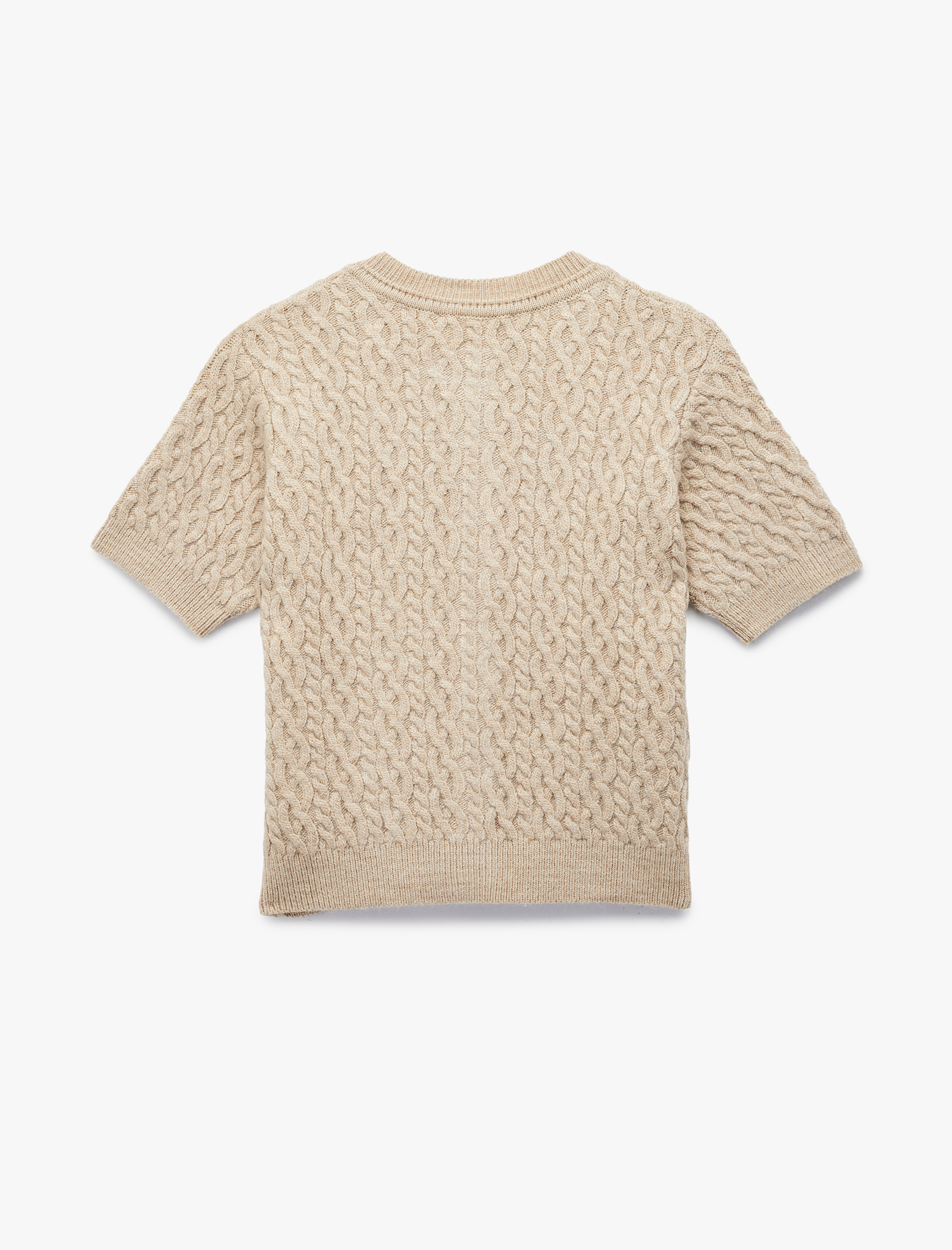   Koton X Melis Ağazat - Düğmeli Bisiklet Yaka Kısa Kollu Saç Örgü Hırka